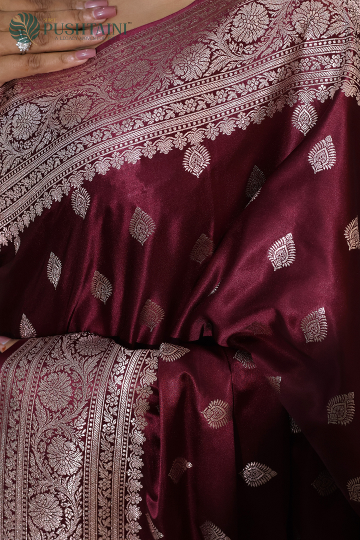 Royal Maroon Banarasi Mashru Saree