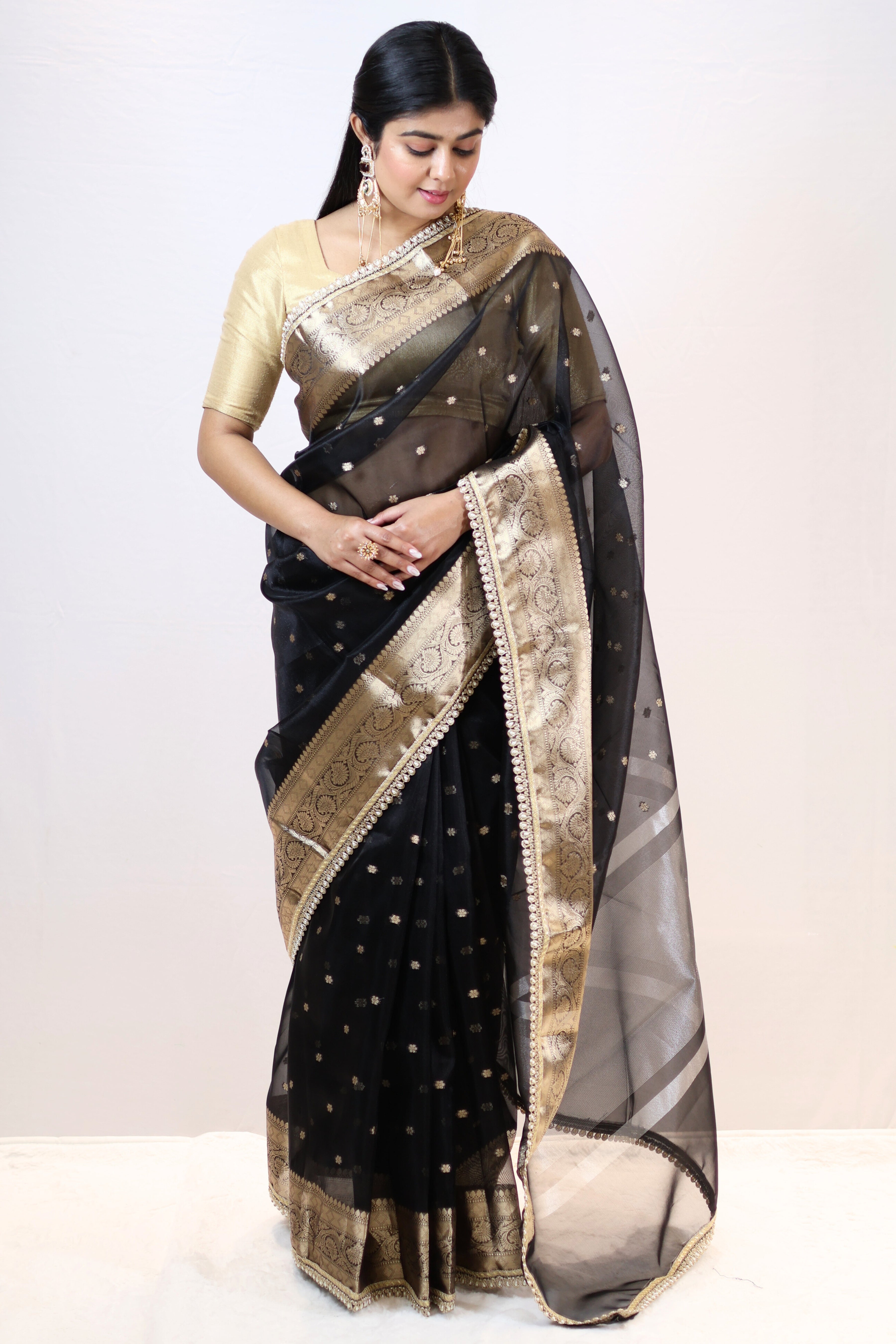Luxury Soft Tissue Silk Saree with Designer Buti & Premium Lace Border