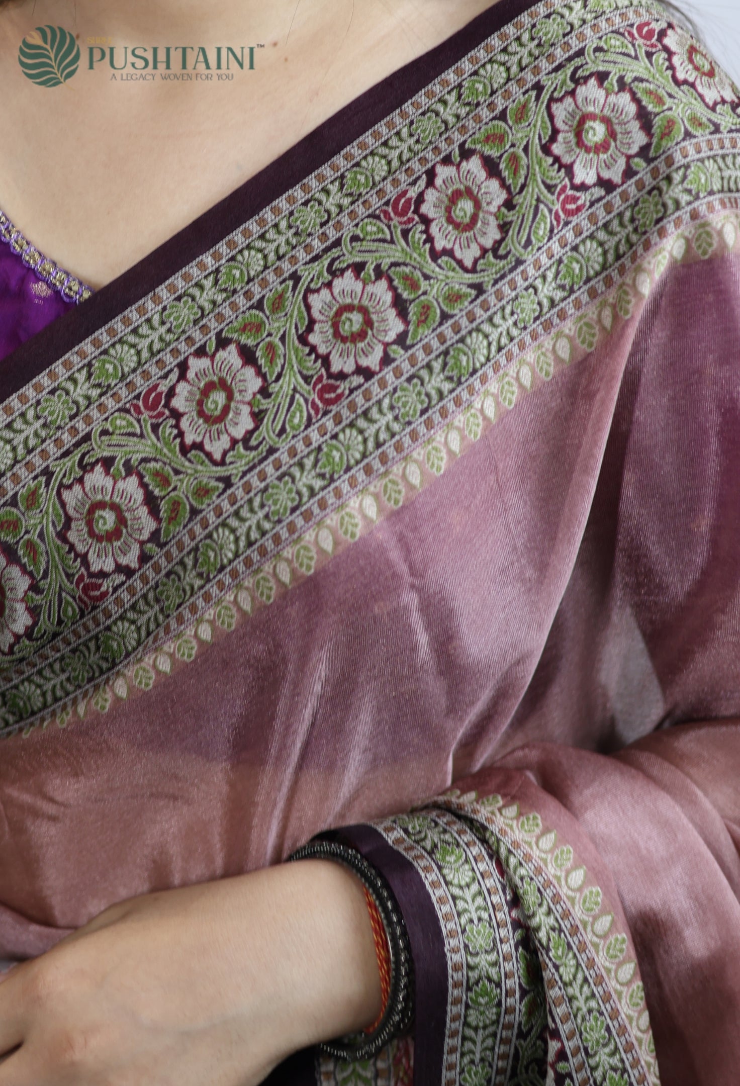 Matt Brown Warm Silk Saree With Anchal Border work