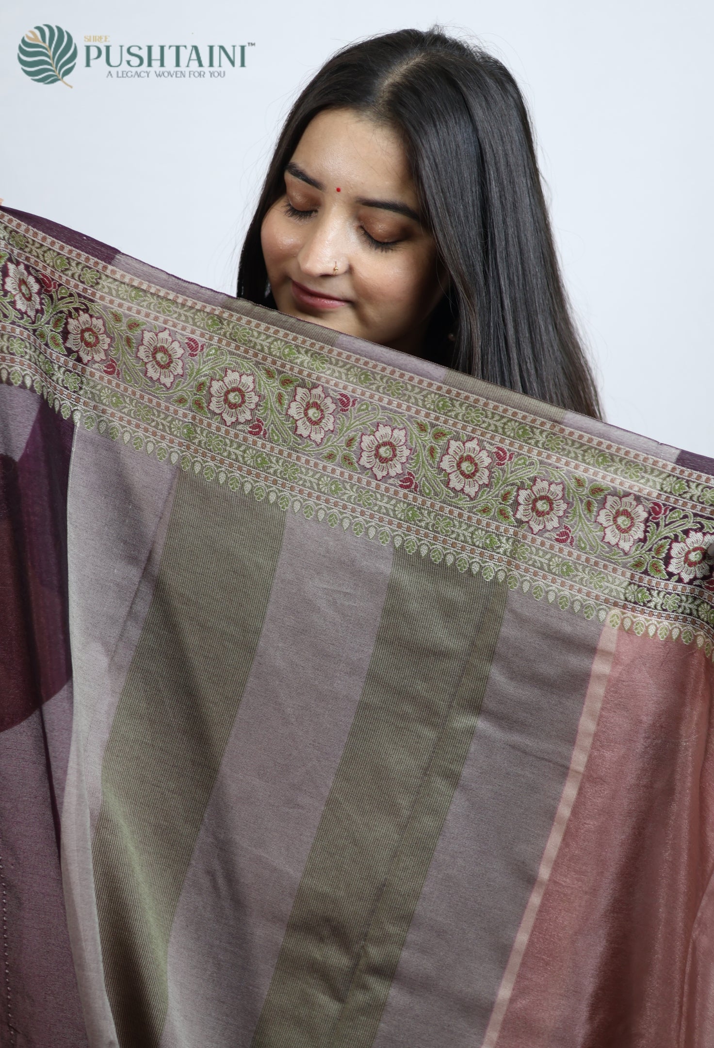 Matt Brown Warm Silk Saree With Anchal Border work