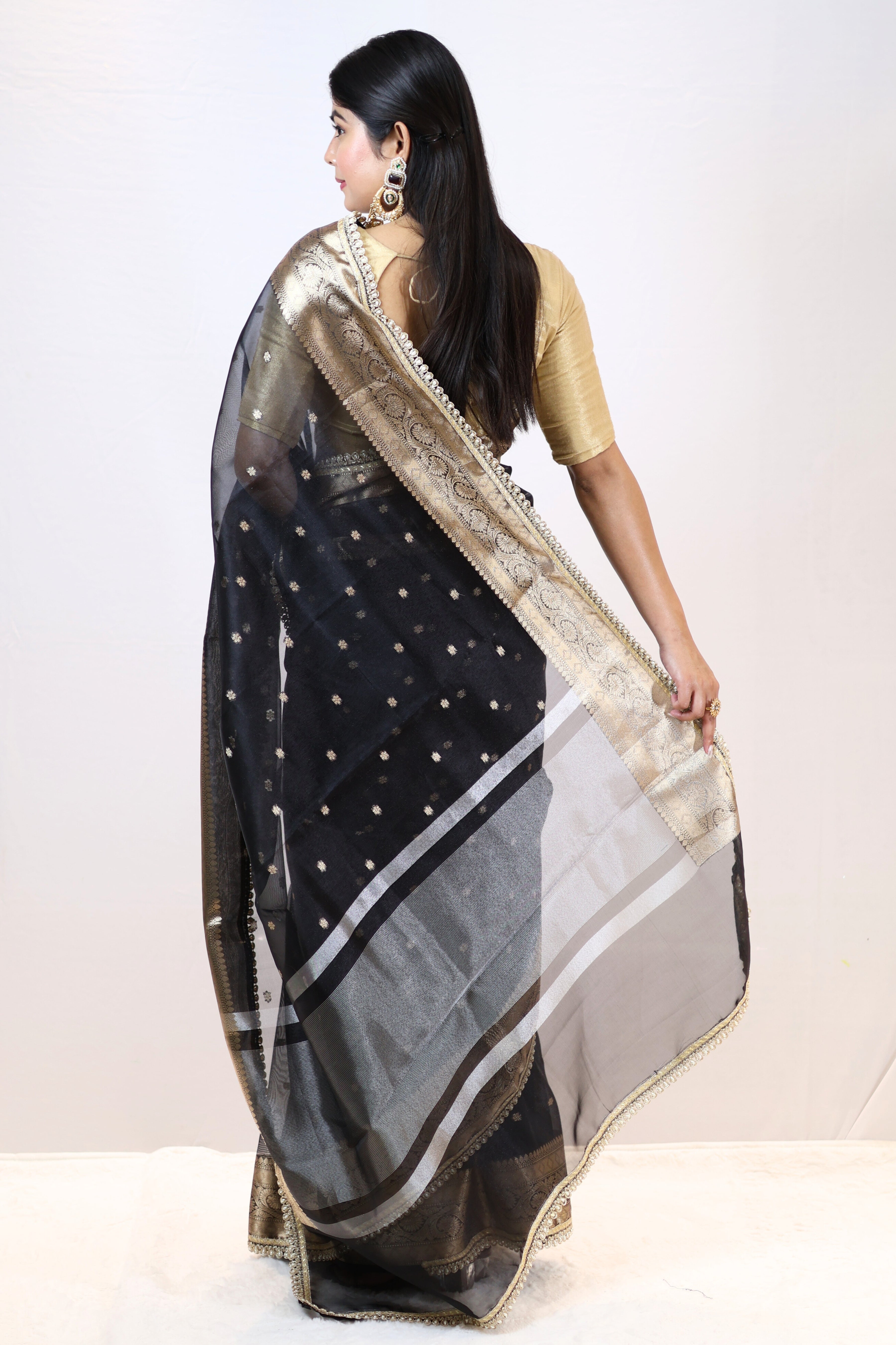 Luxury Soft Tissue Silk Saree with Designer Buti & Premium Lace Border
