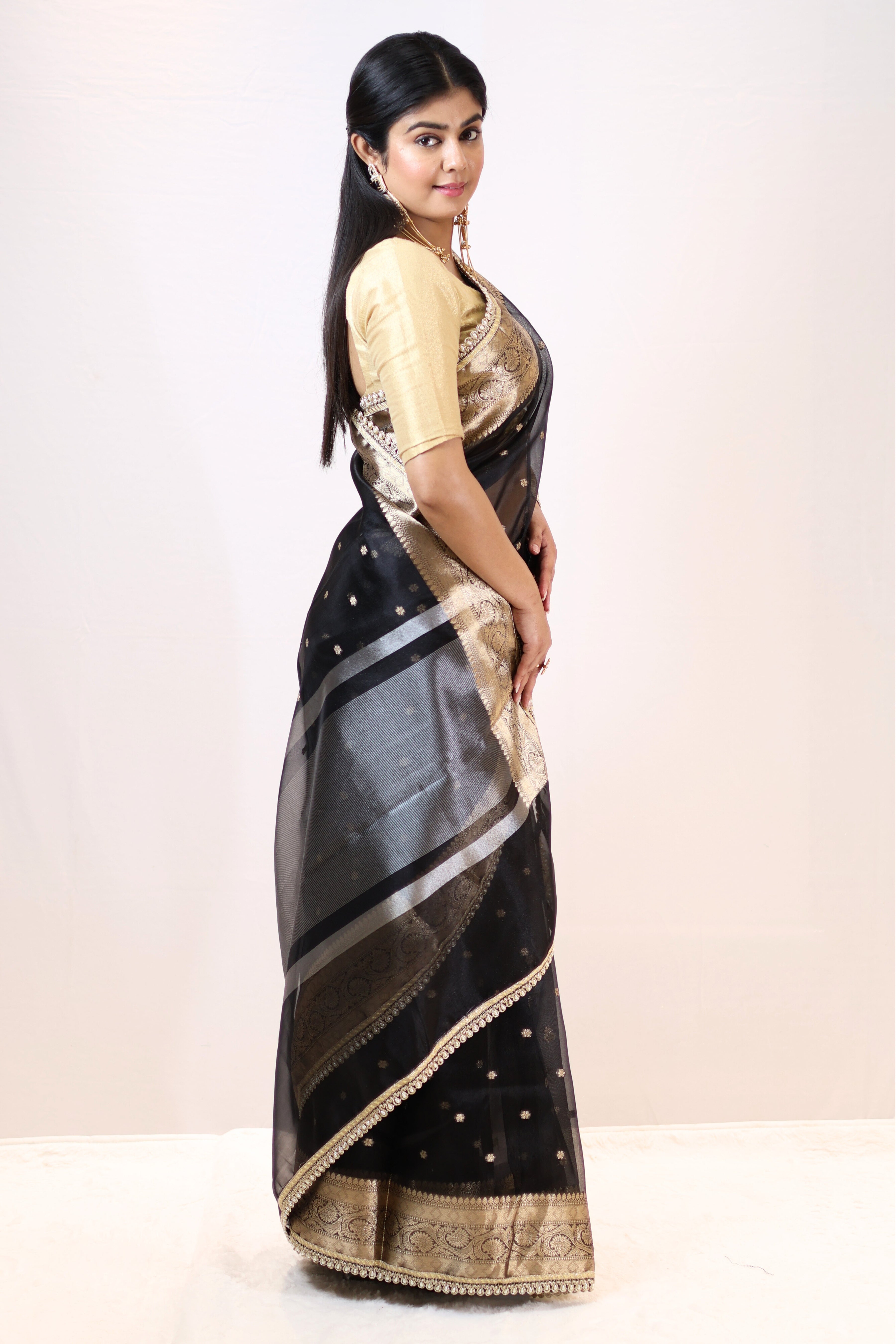 Luxury Soft Tissue Silk Saree with Designer Buti & Premium Lace Border