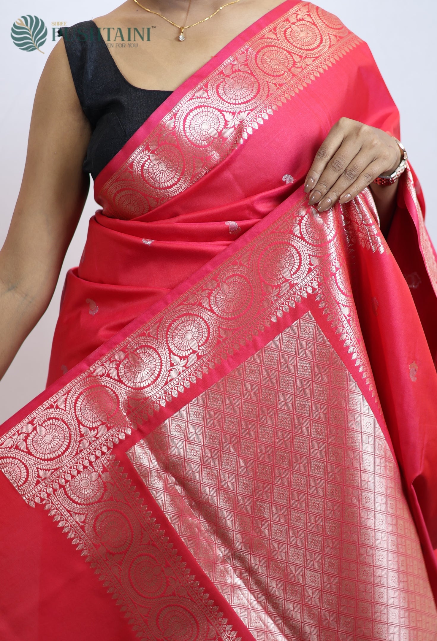 Red Art Silk Fancy Saree with Allover Gold Zari work