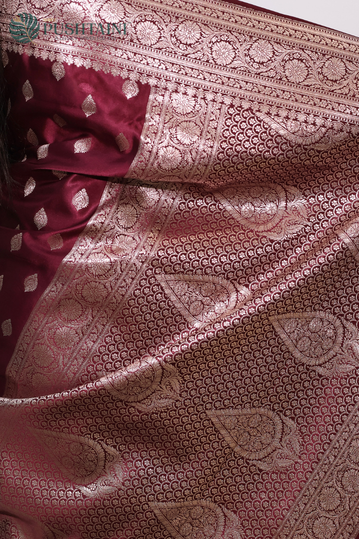 Royal Maroon Banarasi Mashru Saree