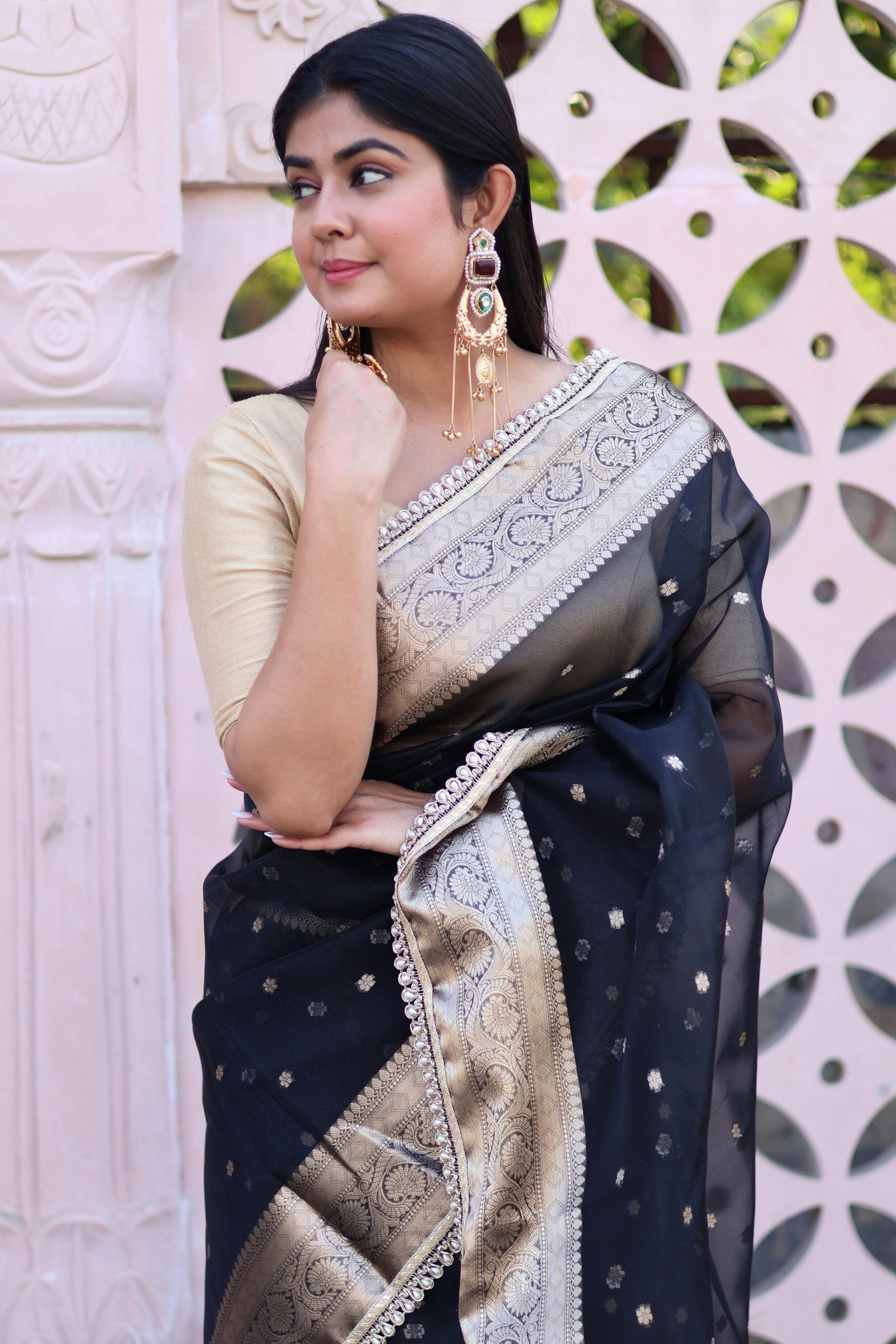 Luxury Soft Tissue Silk Saree with Designer Buti & Premium Lace Border