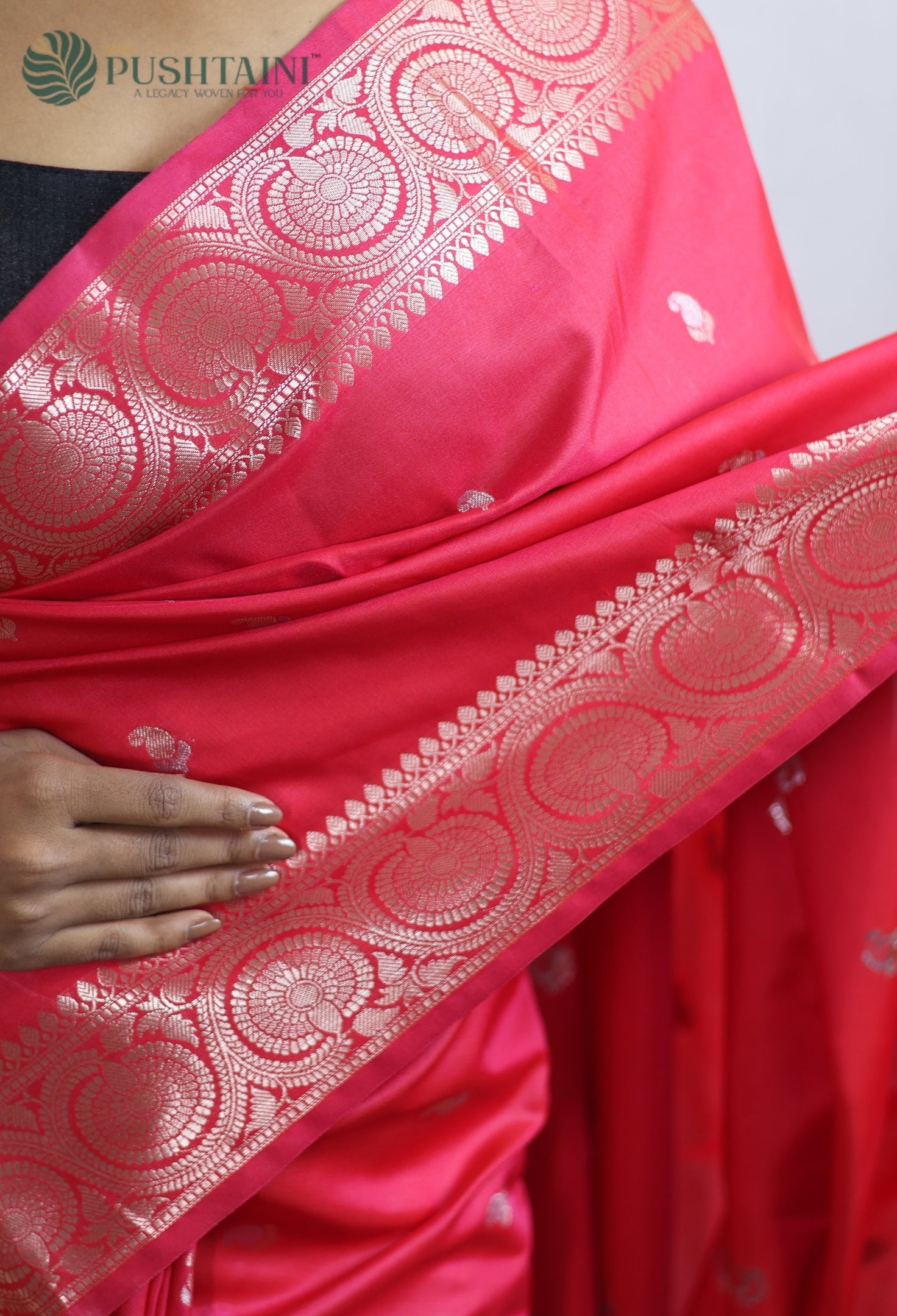 Red Art Silk Fancy Saree with Allover Gold Zari work
