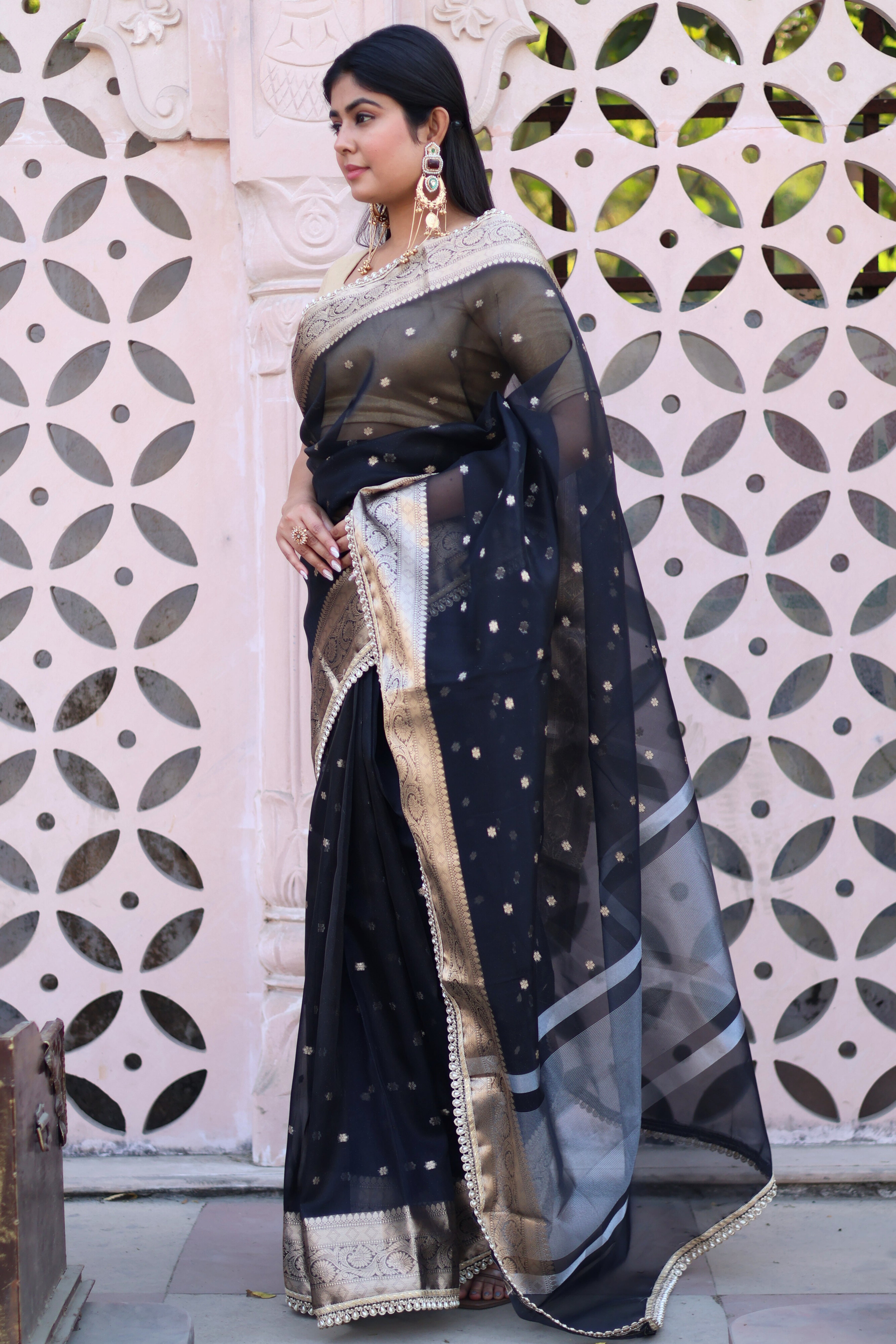 Luxury Soft Tissue Silk Saree with Designer Buti & Premium Lace Border