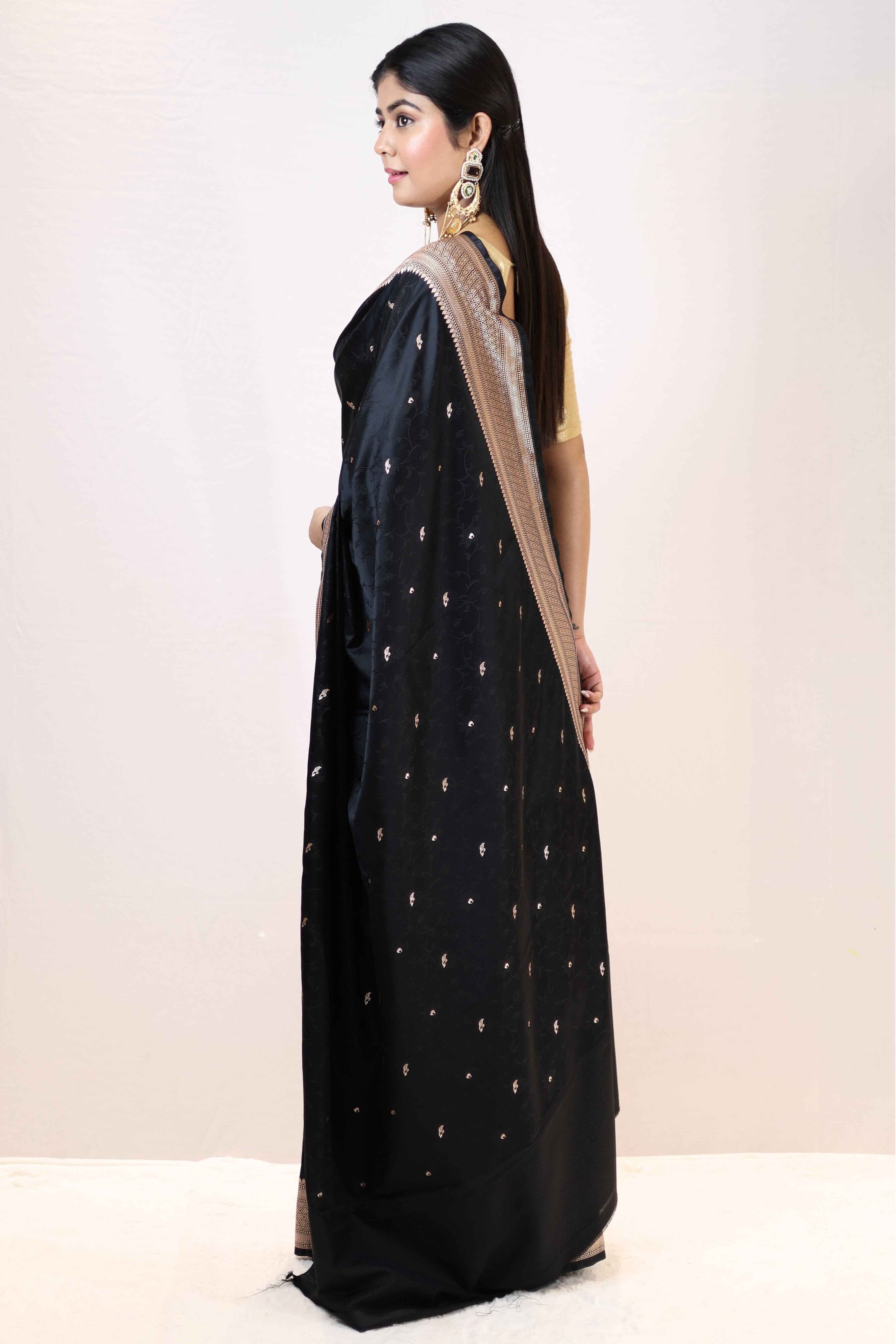 Premium Black Mashru Katan Soft Saree