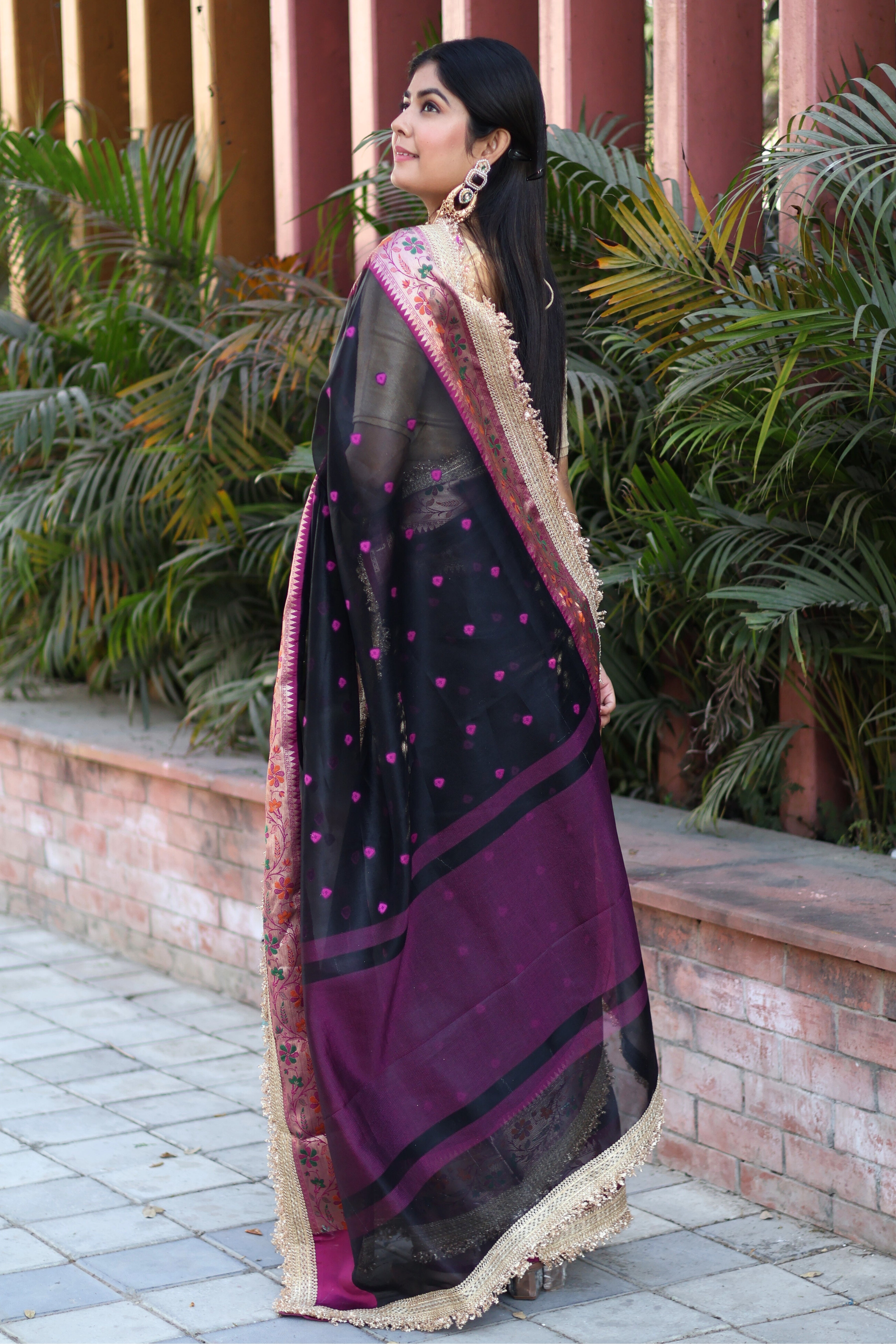 Elegant Soft Tissue Silk Saree with Alfi Designer Work & Double Lace Border