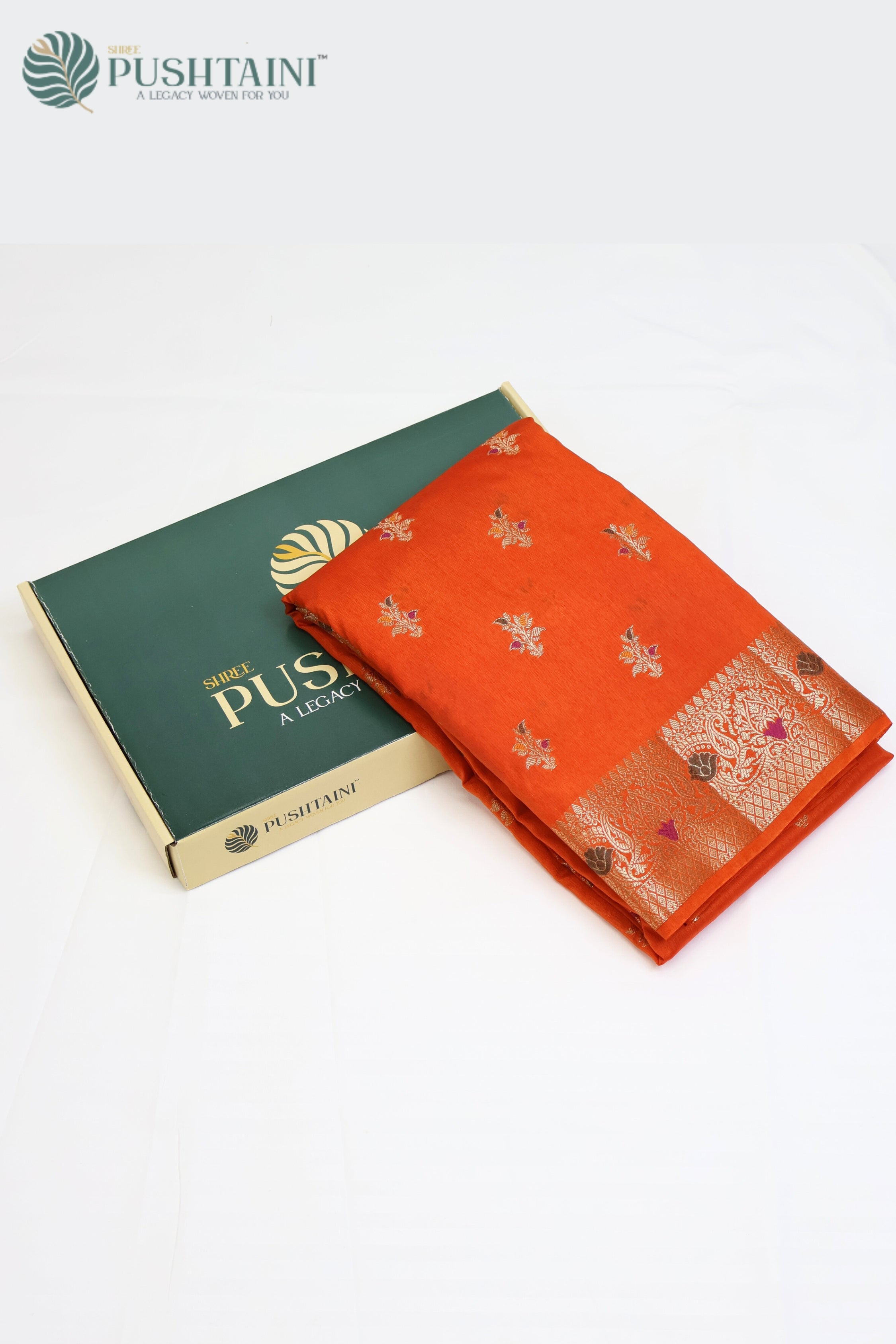 Orange Semi Viscos Georgette Saree with Meenakari Touch