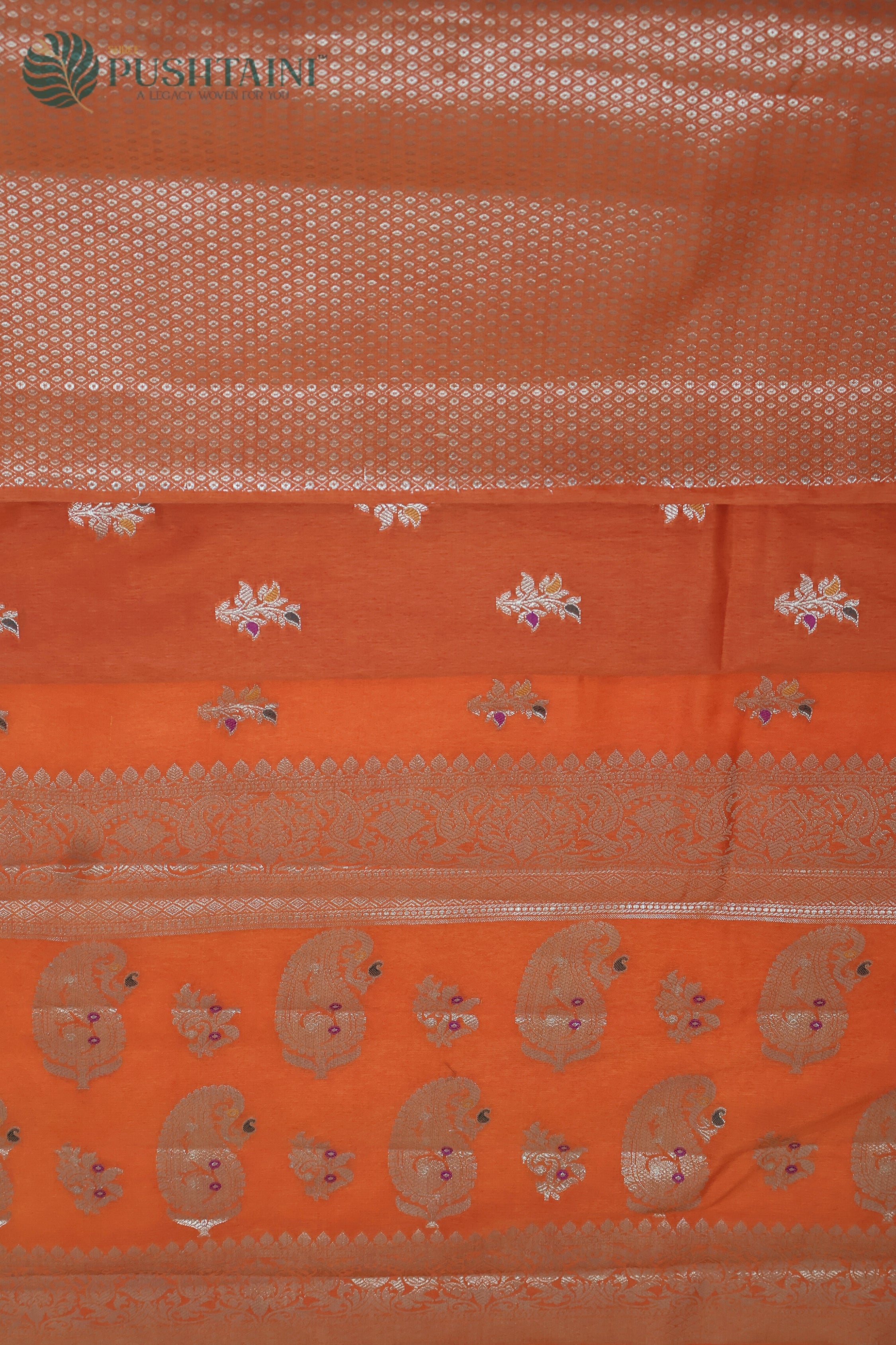 Orange Semi Viscos Georgette Saree with Meenakari Touch