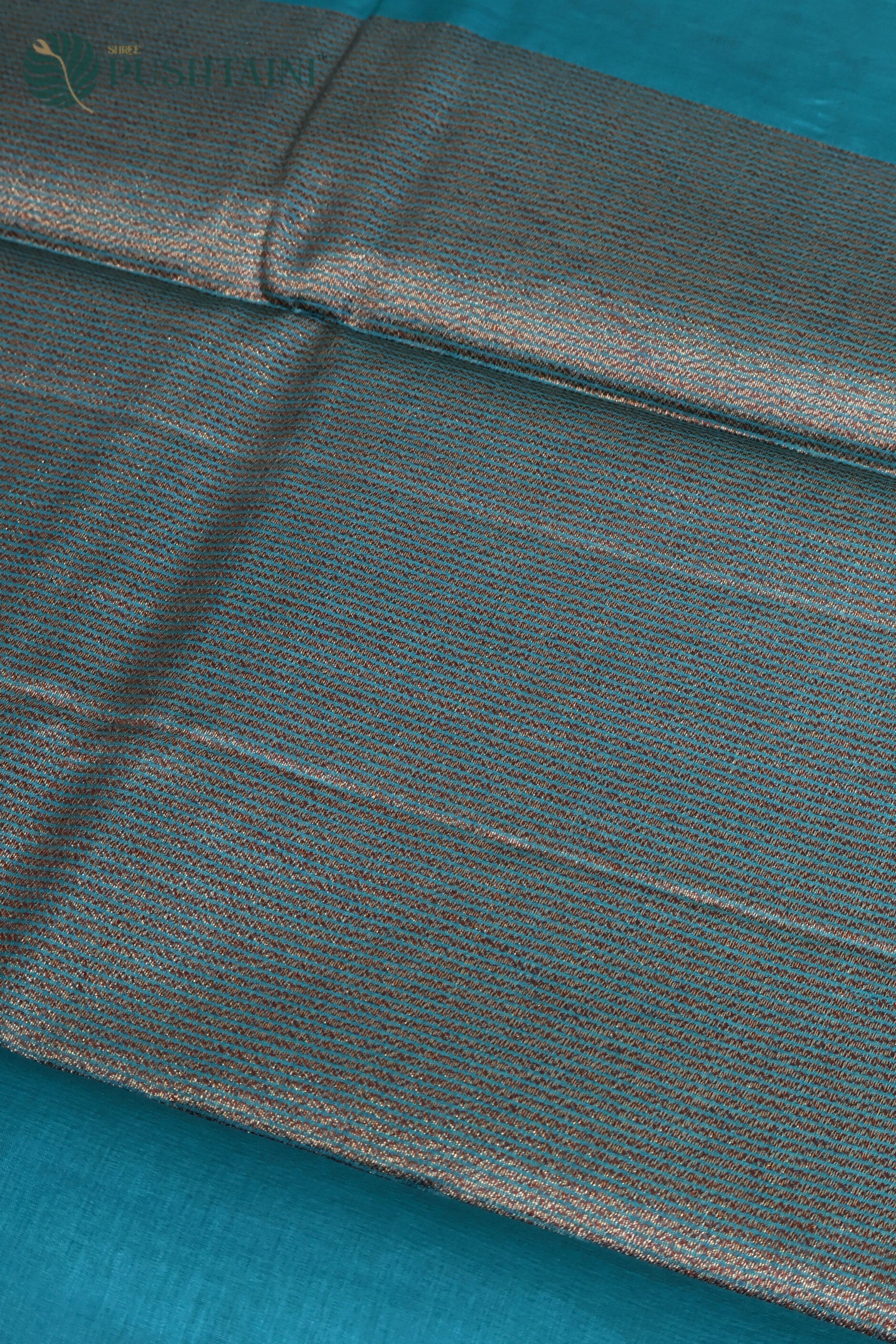 Teal Blue Pure Tussar Banarasi Silk Saree with Antique Zari work