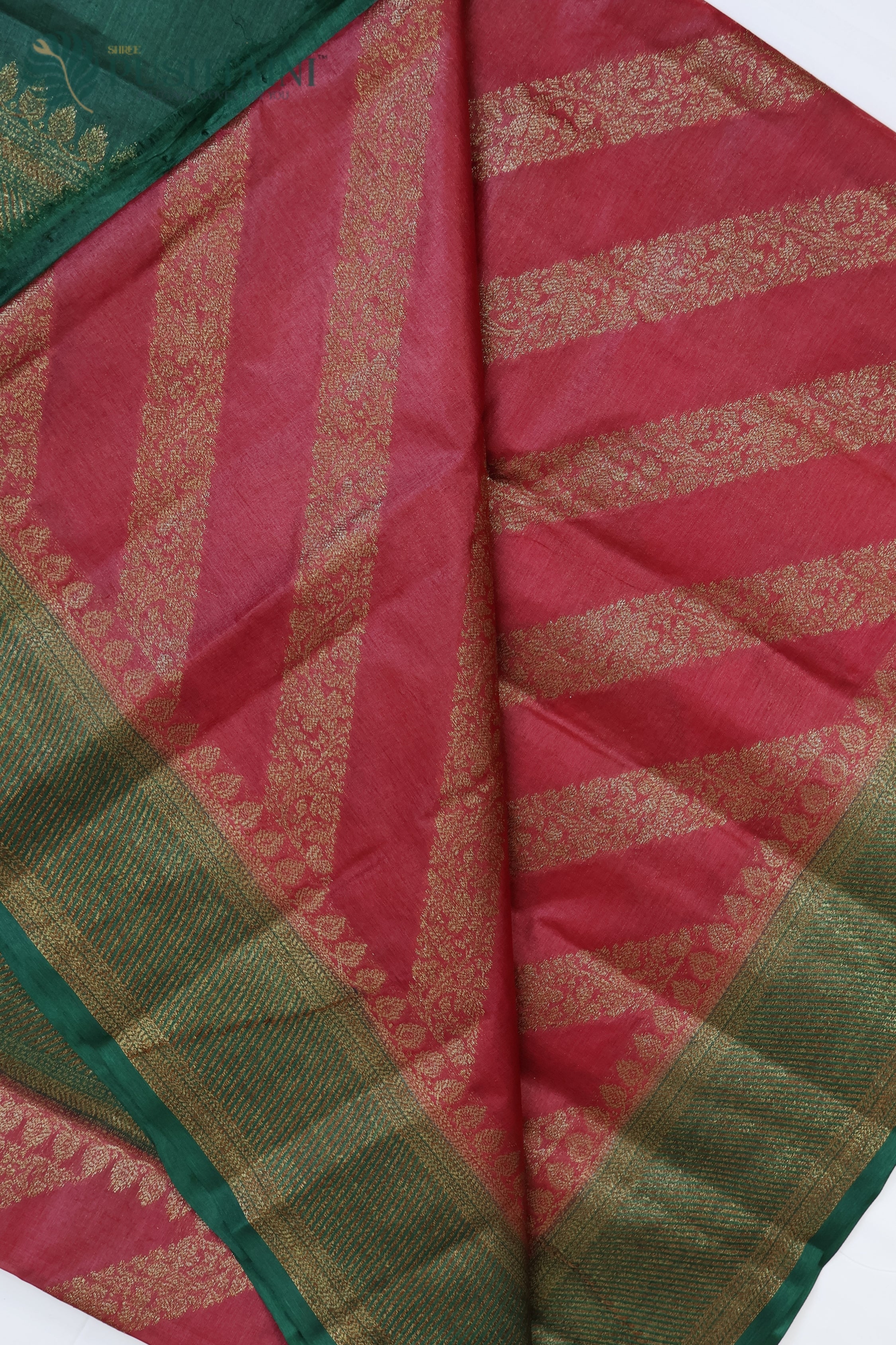 Vintage Maroon Pure Tussar Banarasi Silk Saree with Antique Zari work