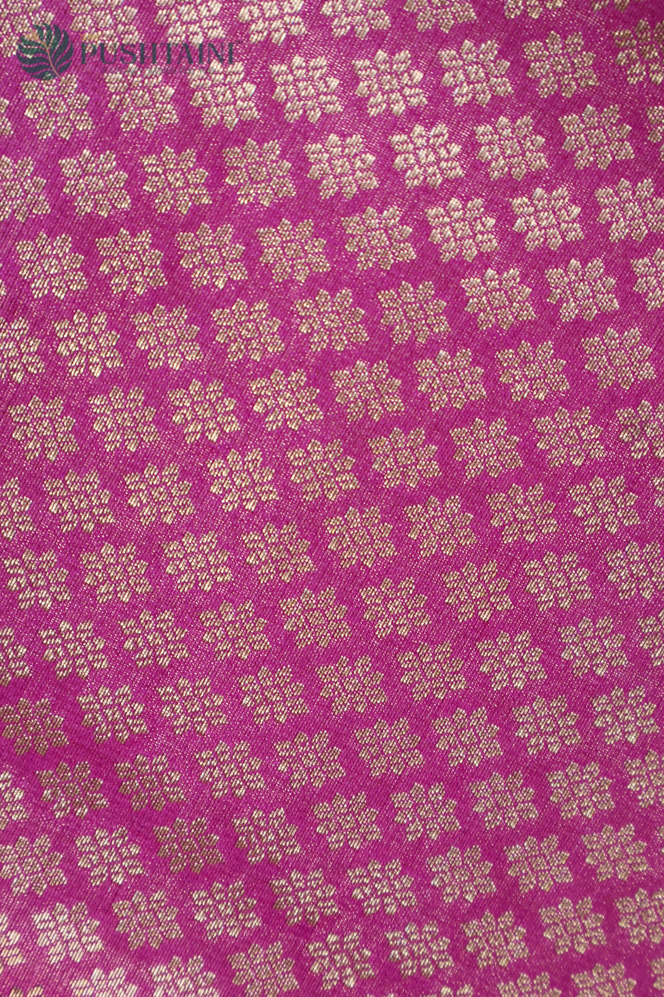 Rani Pink Pure Viscos Georgette Banarasi Silk Saree with Buti work