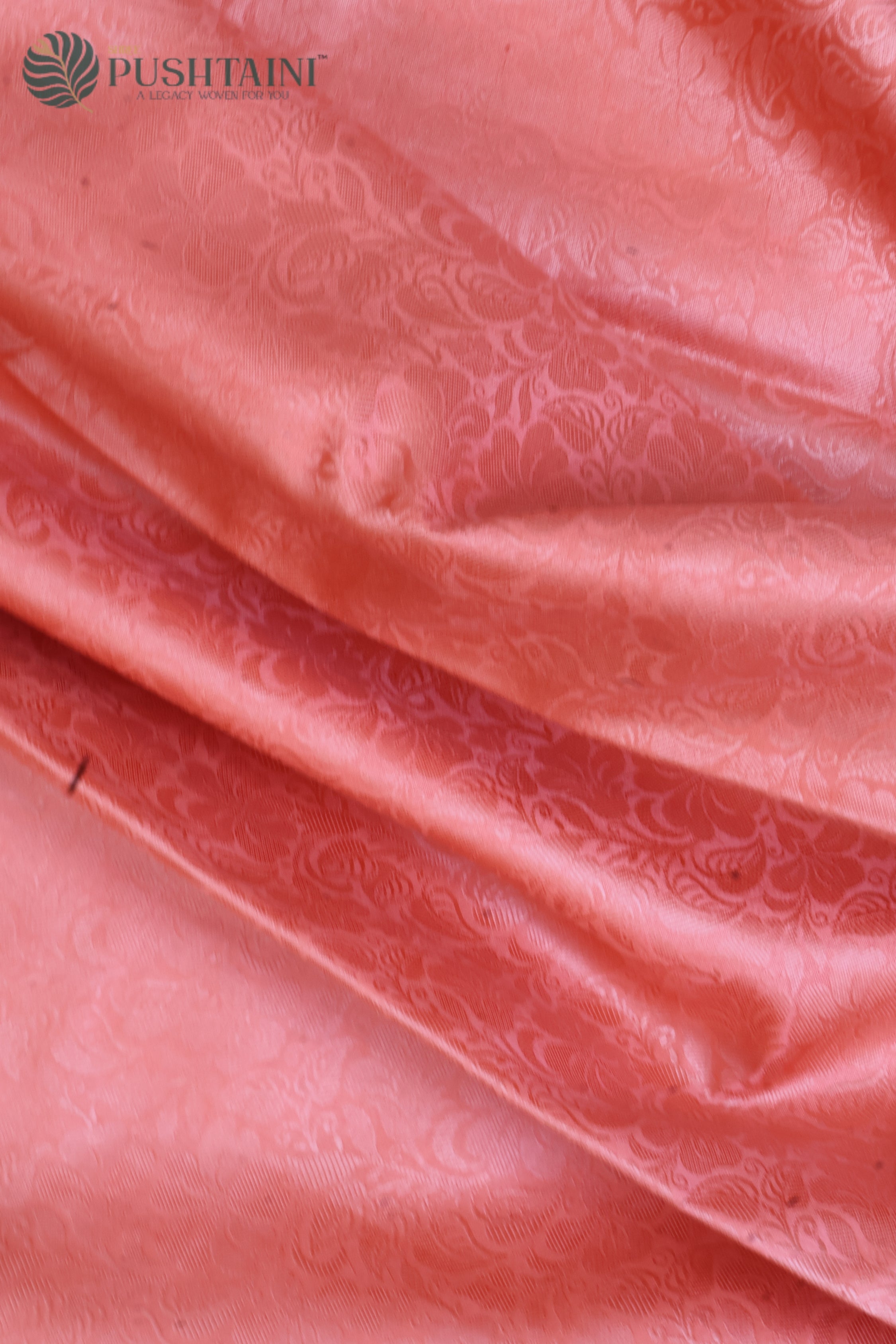 Royal Peach Pure Dupion Banarasi Silk Saree with Antique Zari Work