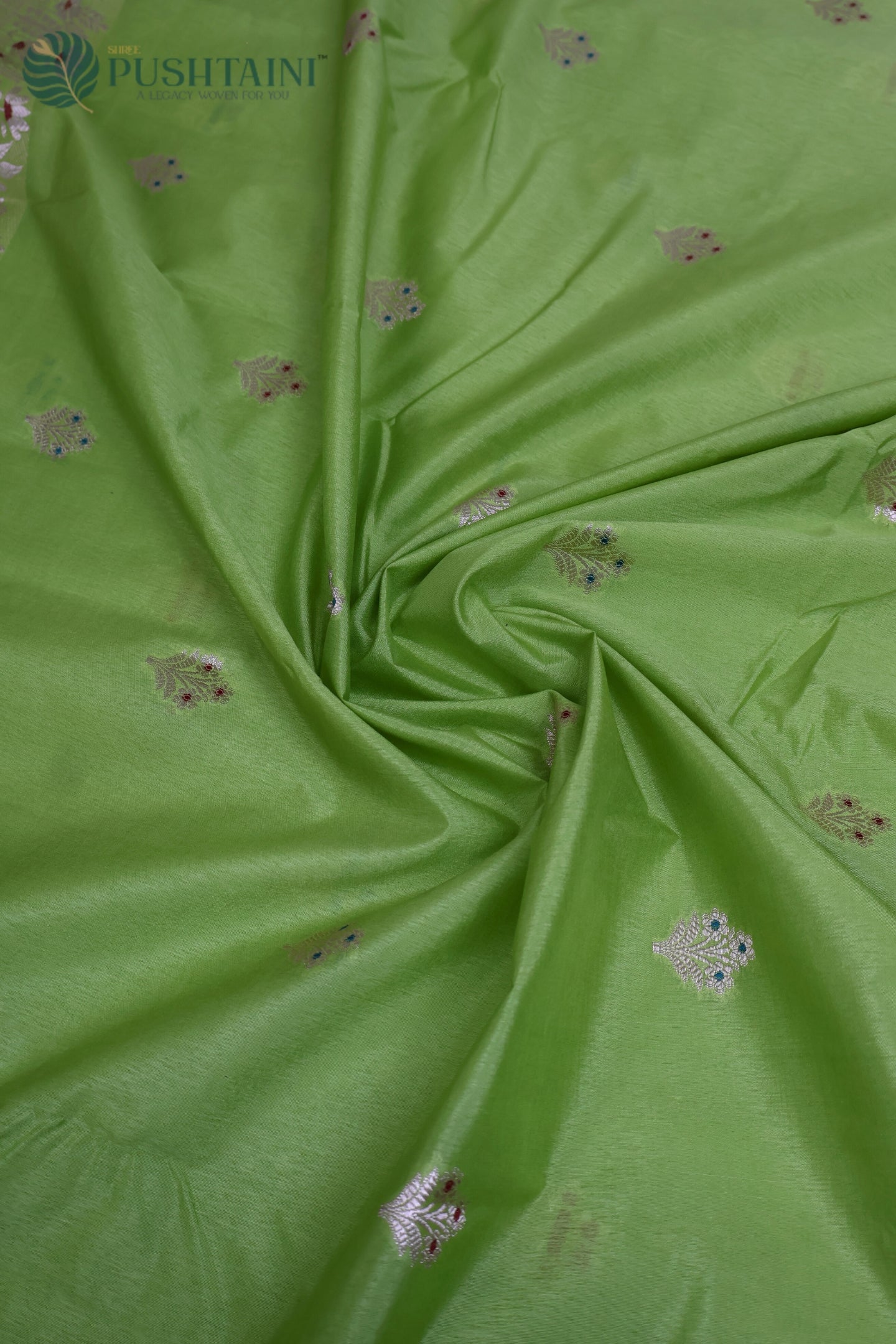 Parrot Green Semi Viscos Georgette Saree with Meenakari Touch
