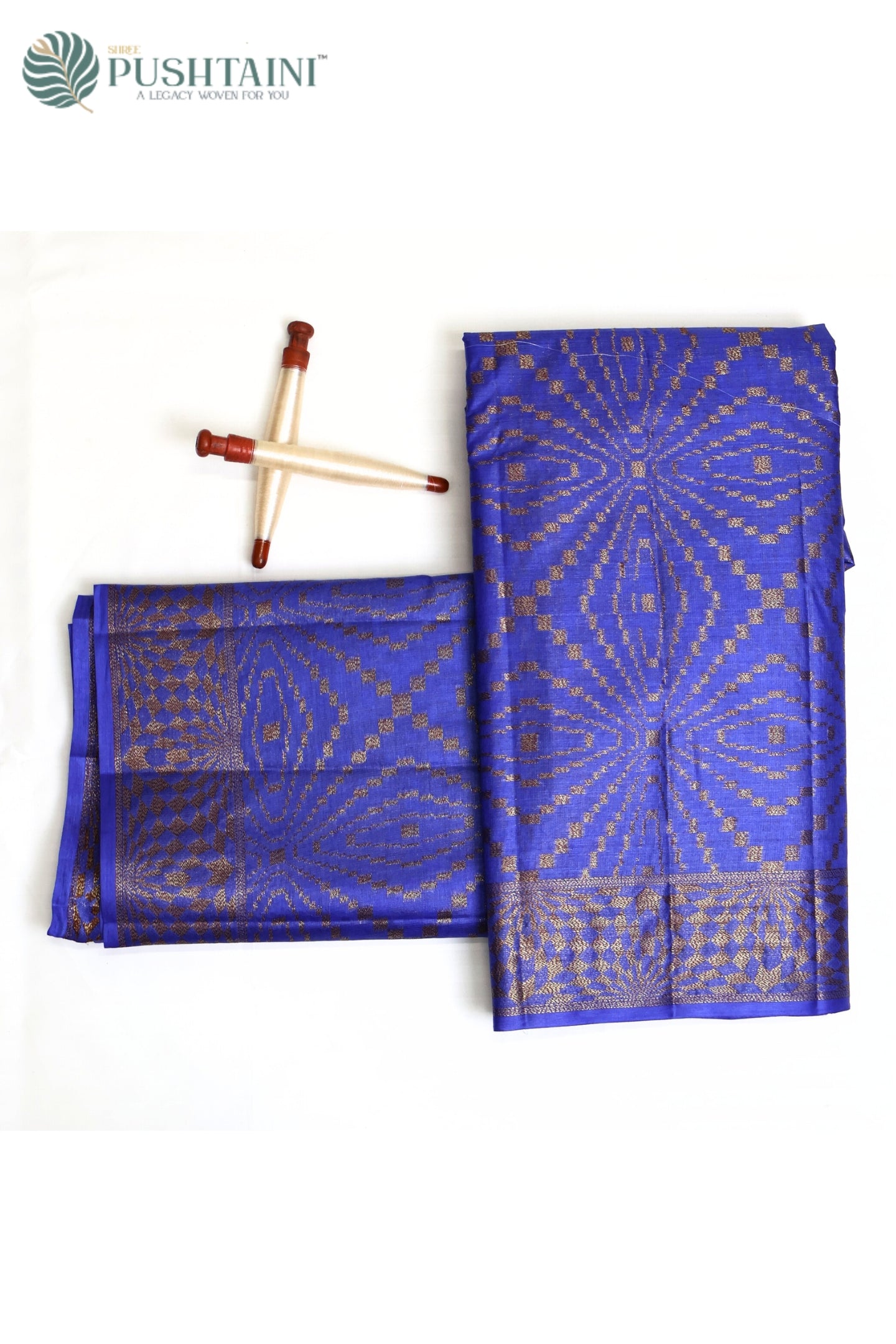 Royal Blue Pure Tussar Banarasi Silk Saree with Antique Zari work