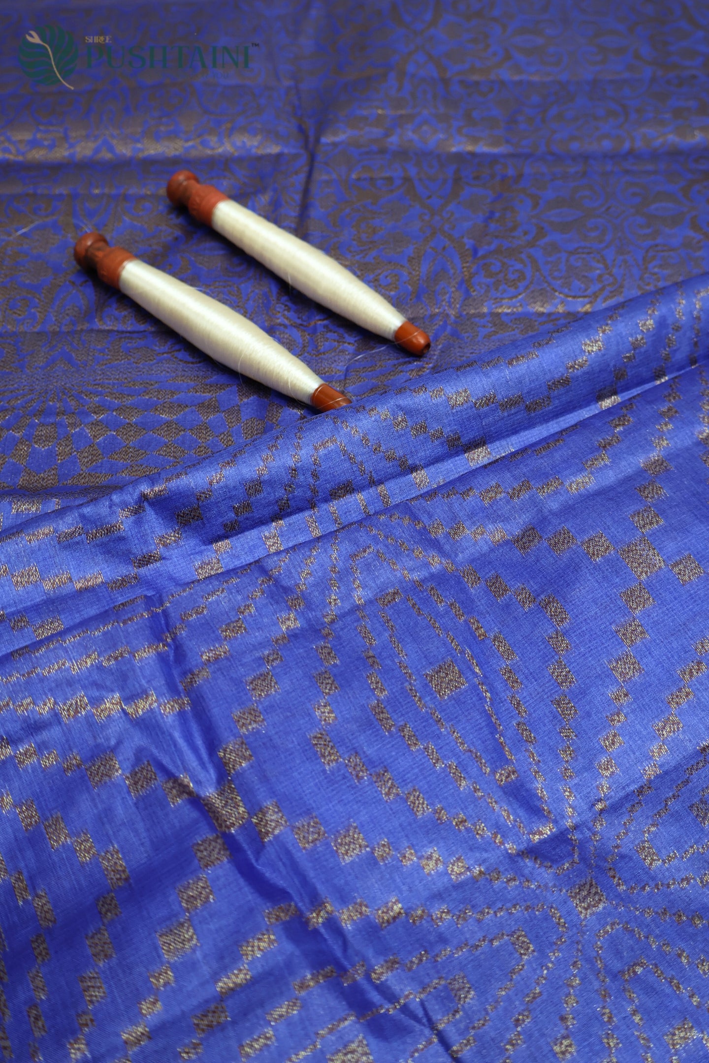 Royal Blue Pure Tussar Banarasi Silk Saree with Antique Zari work