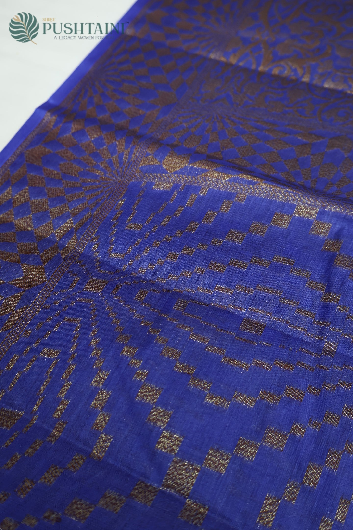 Royal Blue Pure Tussar Banarasi Silk Saree with Antique Zari work