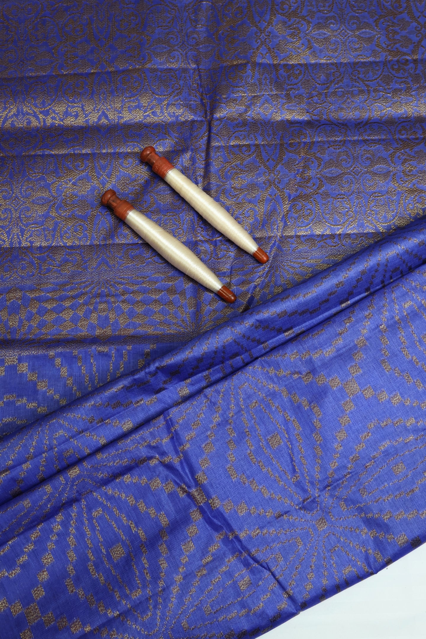 Royal Blue Pure Tussar Banarasi Silk Saree with Antique Zari work