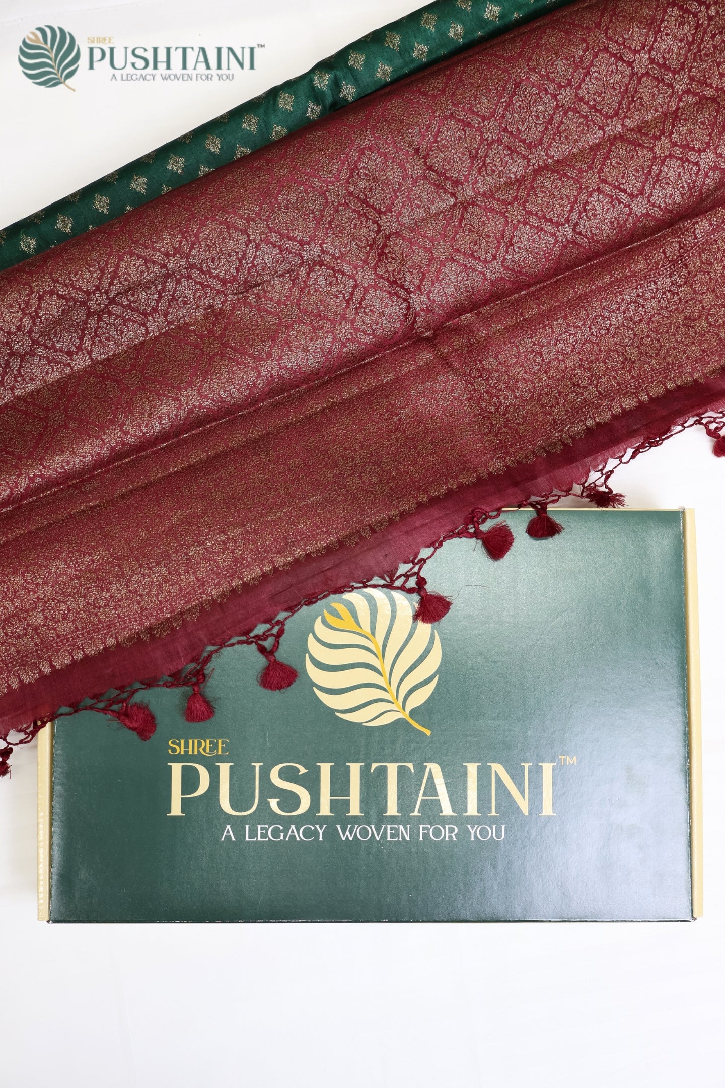 Bottle Green Pure Tussar Banarasi Silk Saree with Antique Zari work