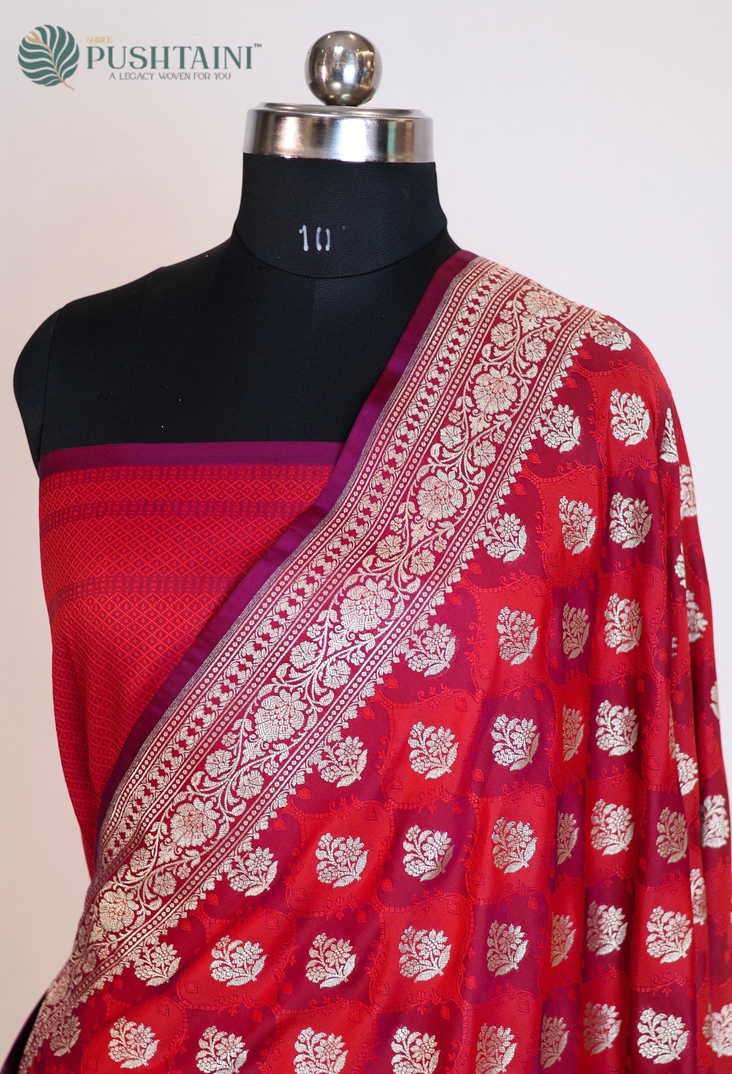 Red Maroon Mashru Katan Silk Saree with Rangkat Concept
