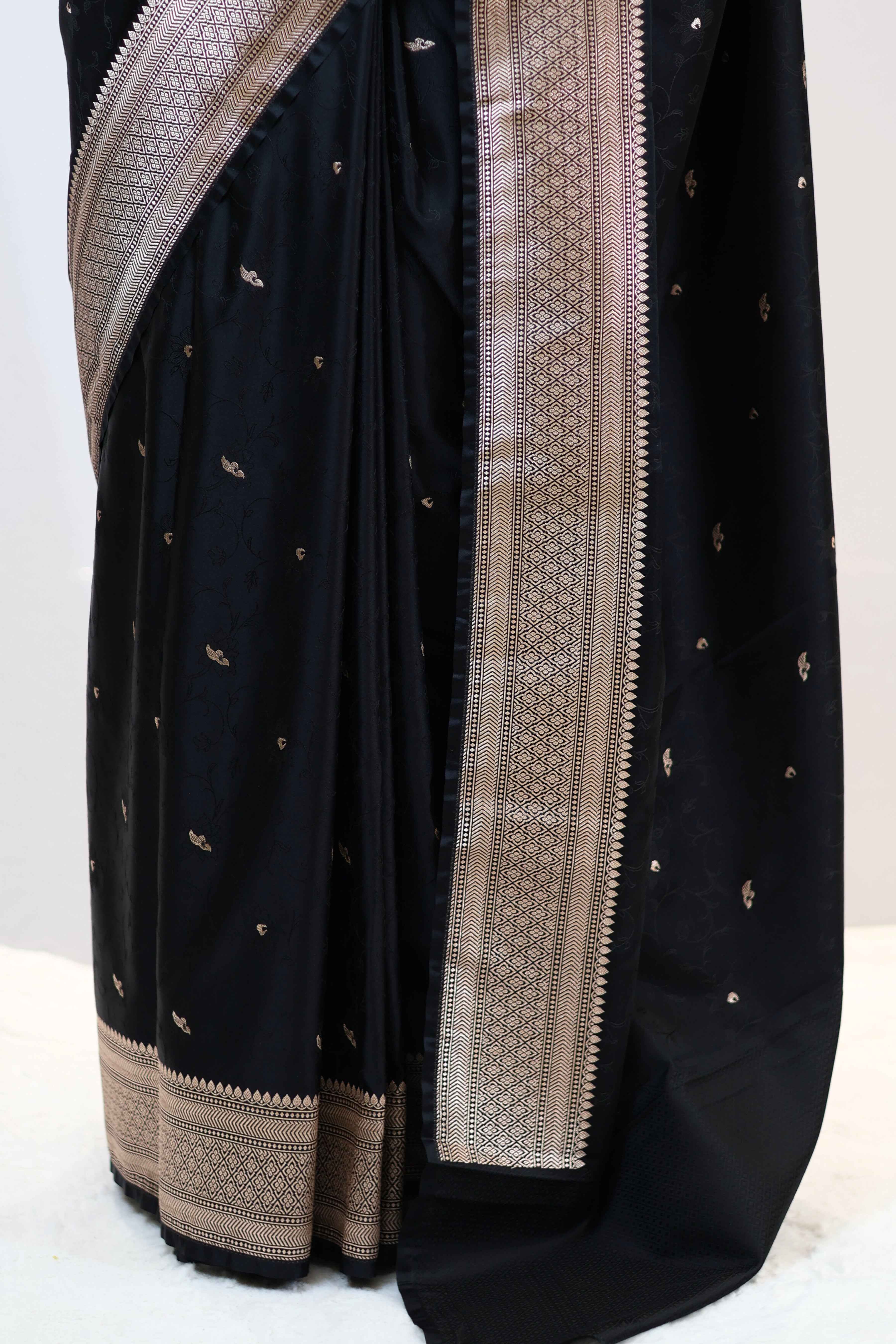 Premium Black Mashru Katan Soft Saree