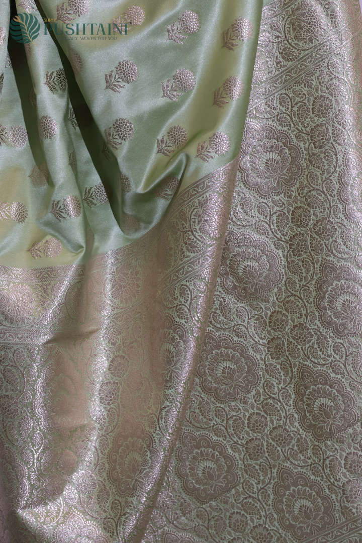 Elegant Light Green Multicolor Mashru Silk Saree