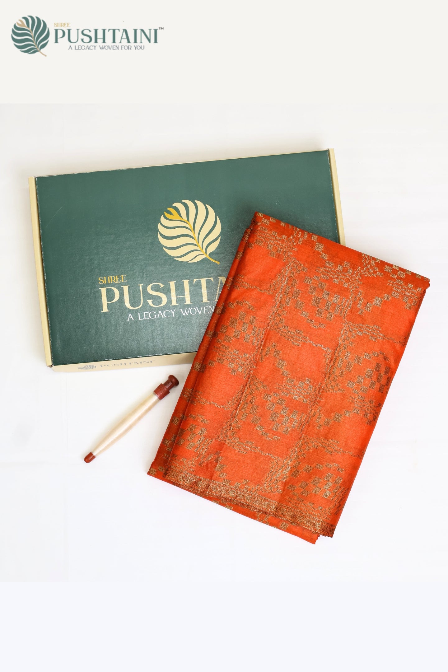Orange Pure Tussar Banarasi Silk Saree with Antique Zari work