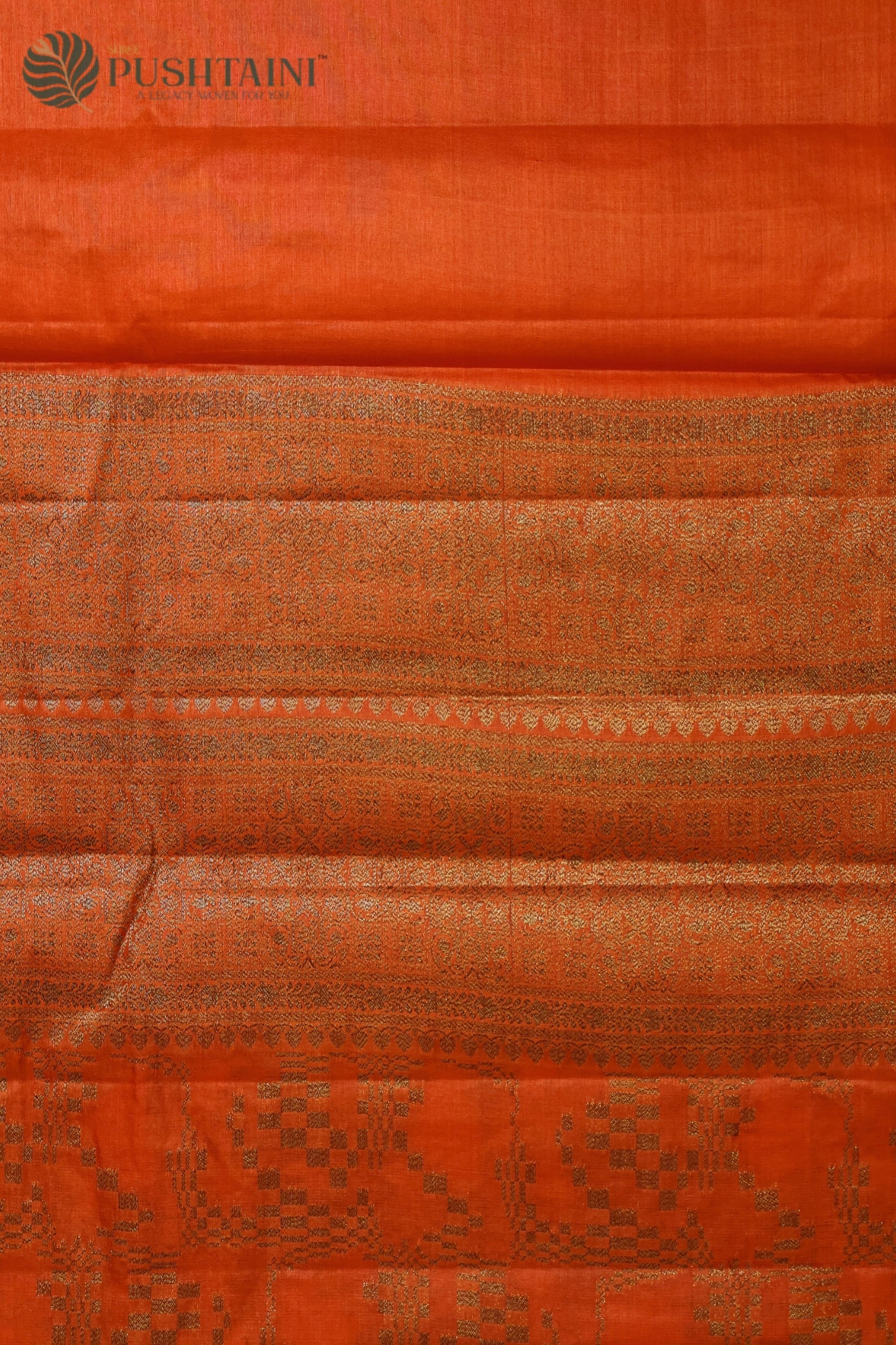 Orange Pure Tussar Banarasi Silk Saree with Antique Zari work