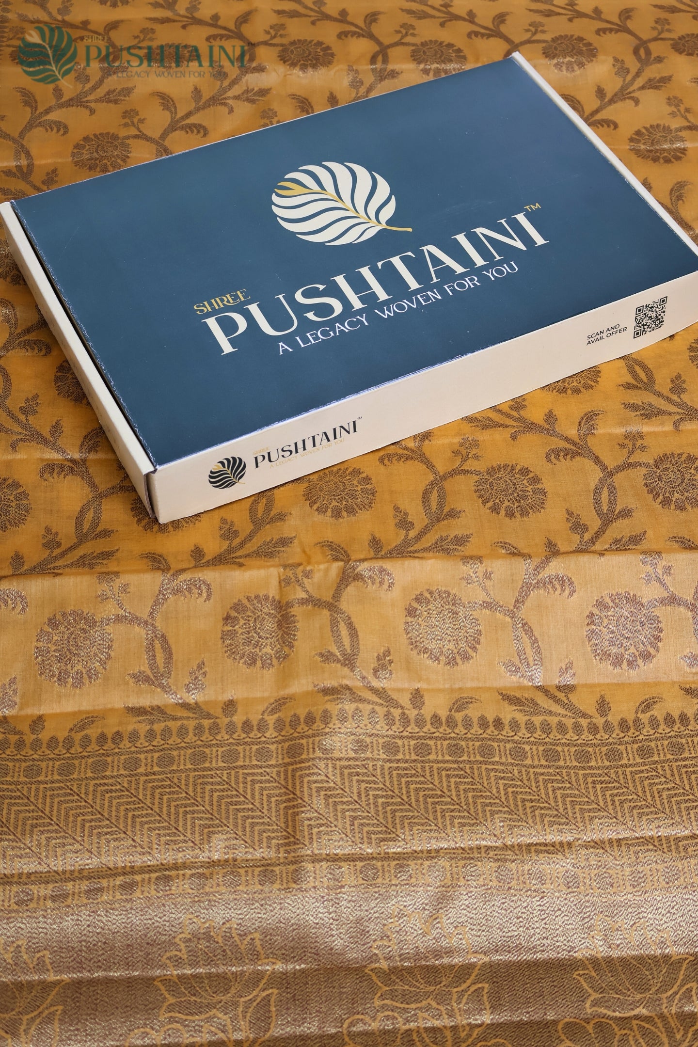 Mustard Yellow Pure Tussar Banarasi Silk Saree with Antique Zari work