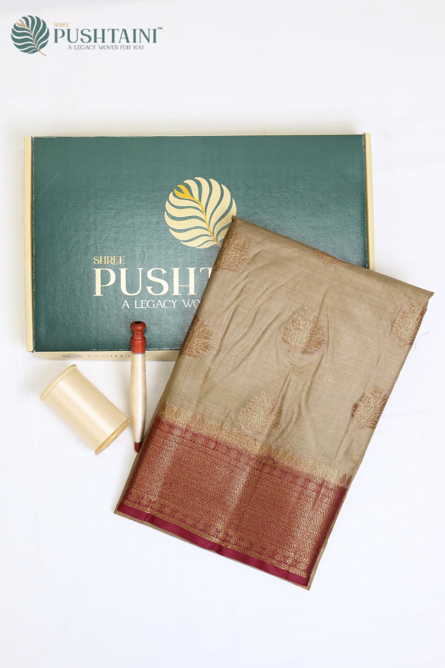 Dune Gold Pure Tussar Banarasi Silk Saree with Antique Zari work