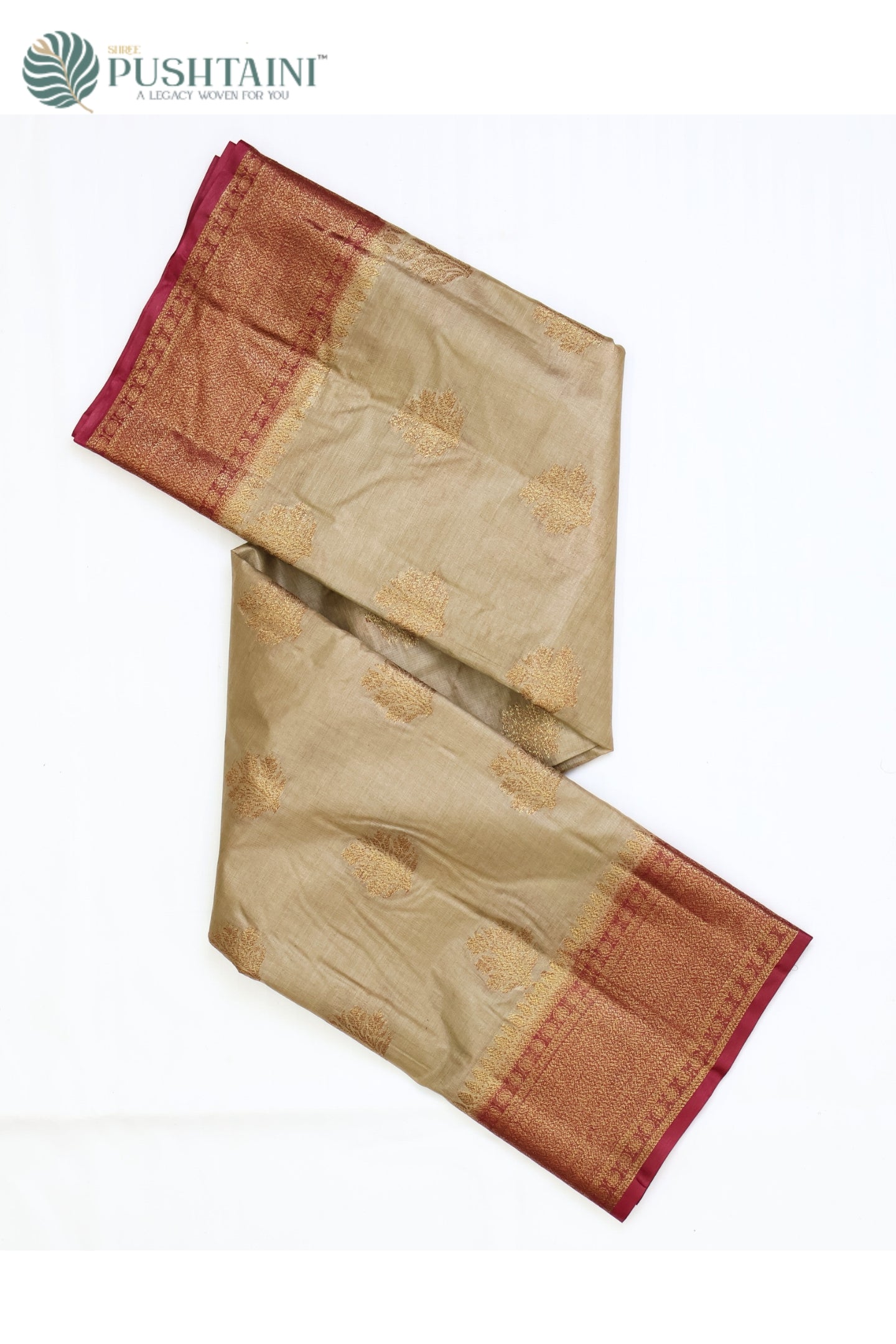 Dune Gold Pure Tussar Banarasi Silk Saree with Antique Zari work