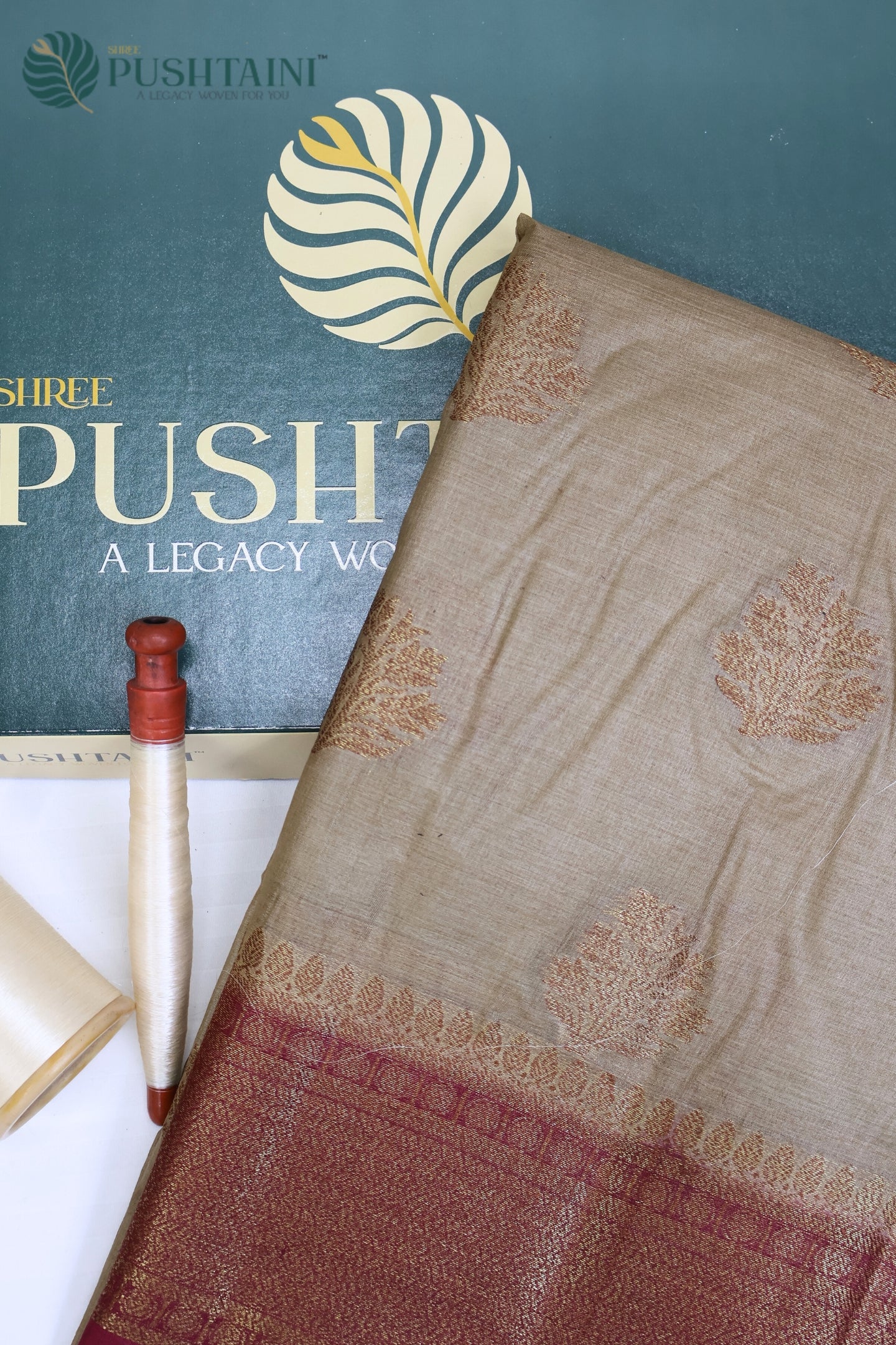 Dune Gold Pure Tussar Banarasi Silk Saree with Antique Zari work