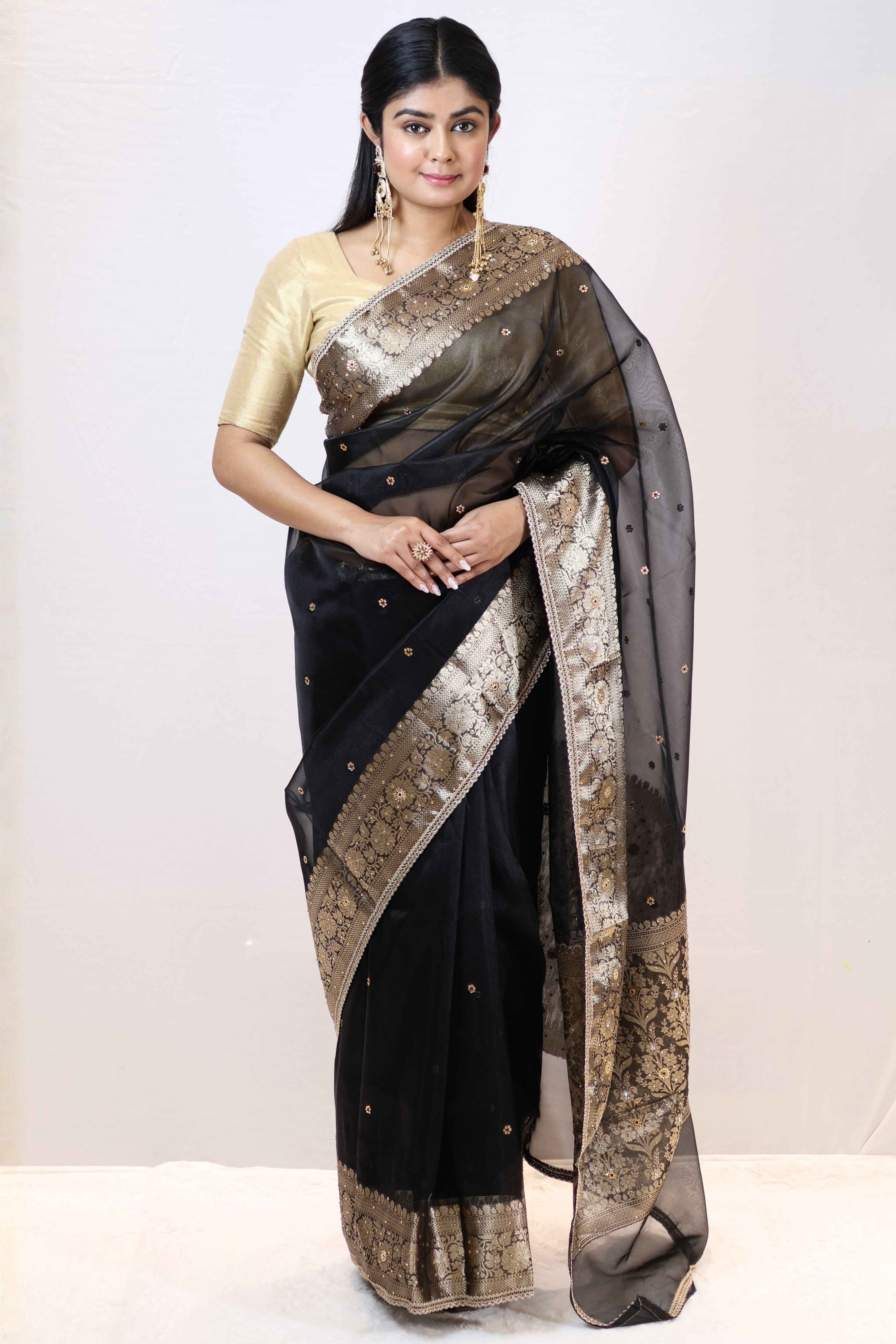 Regal Black Premium Mashru Silk Saree