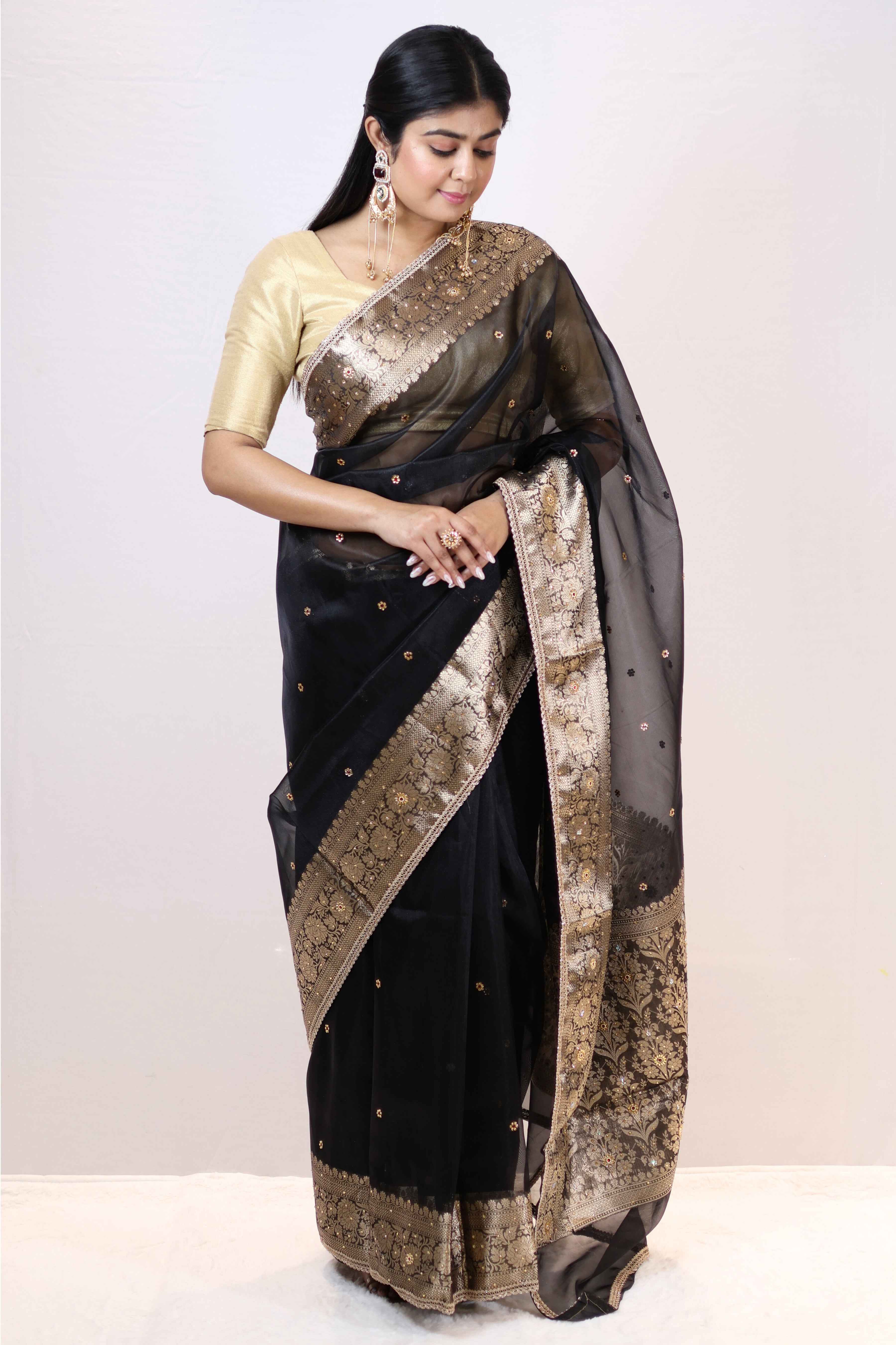 Regal Black Premium Mashru Silk Saree