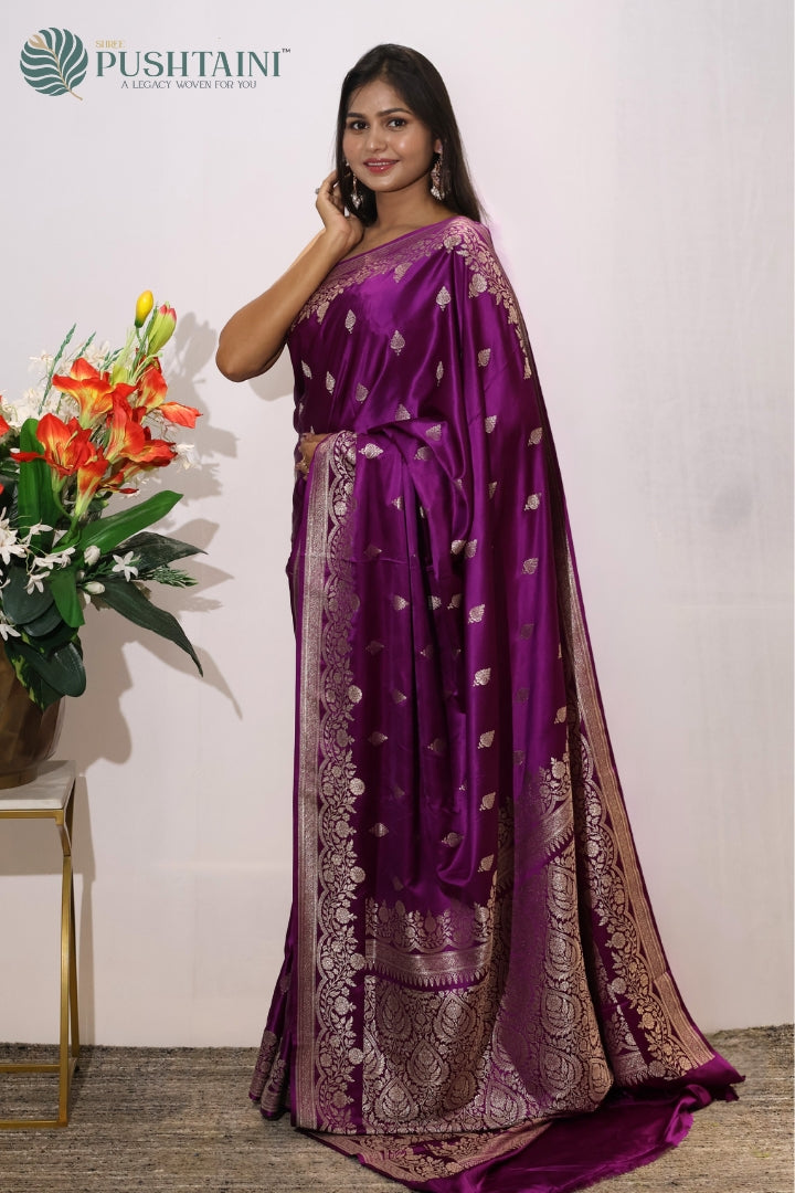 Majestic Purple Mashru Silk Saree