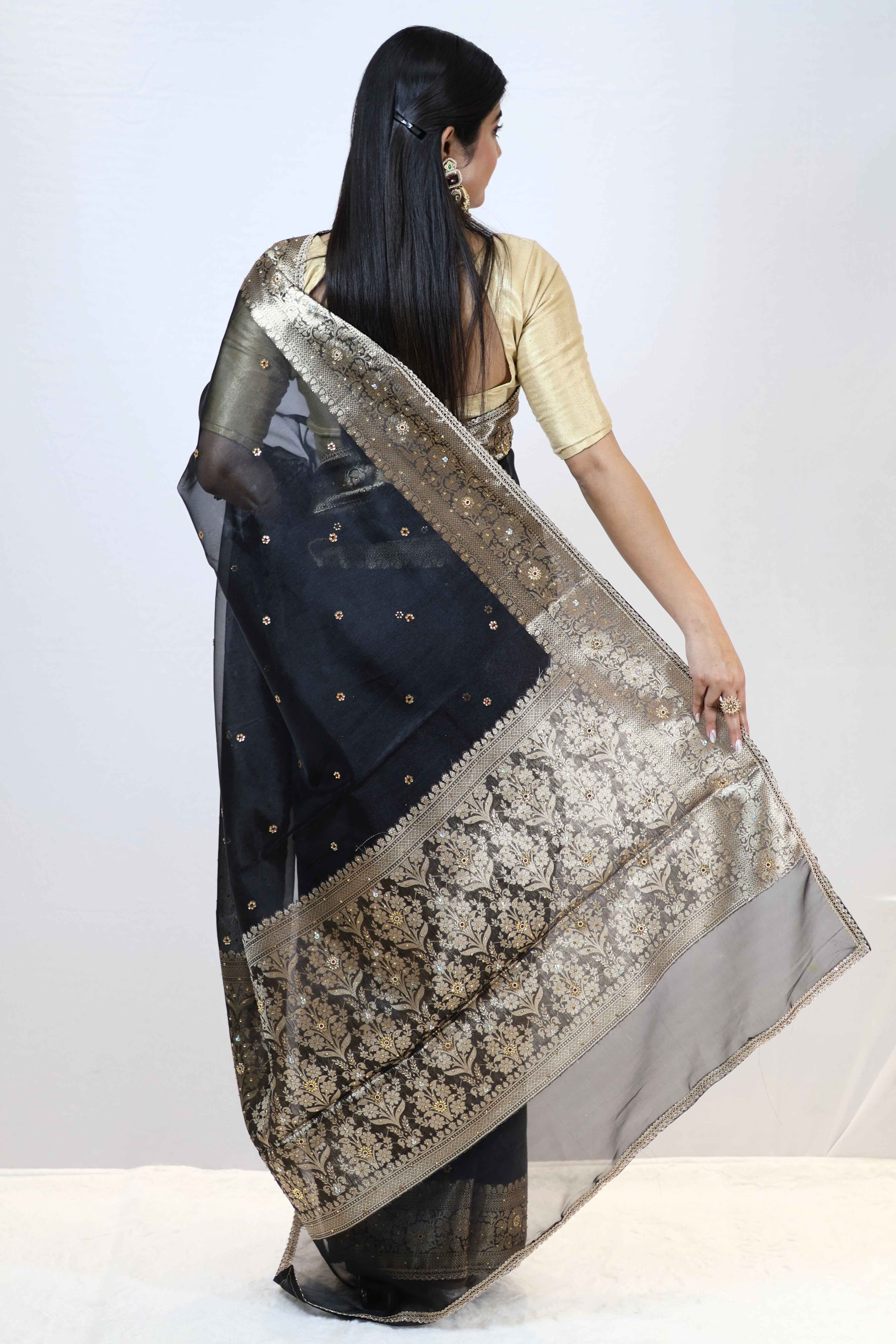 Regal Black Premium Mashru Silk Saree