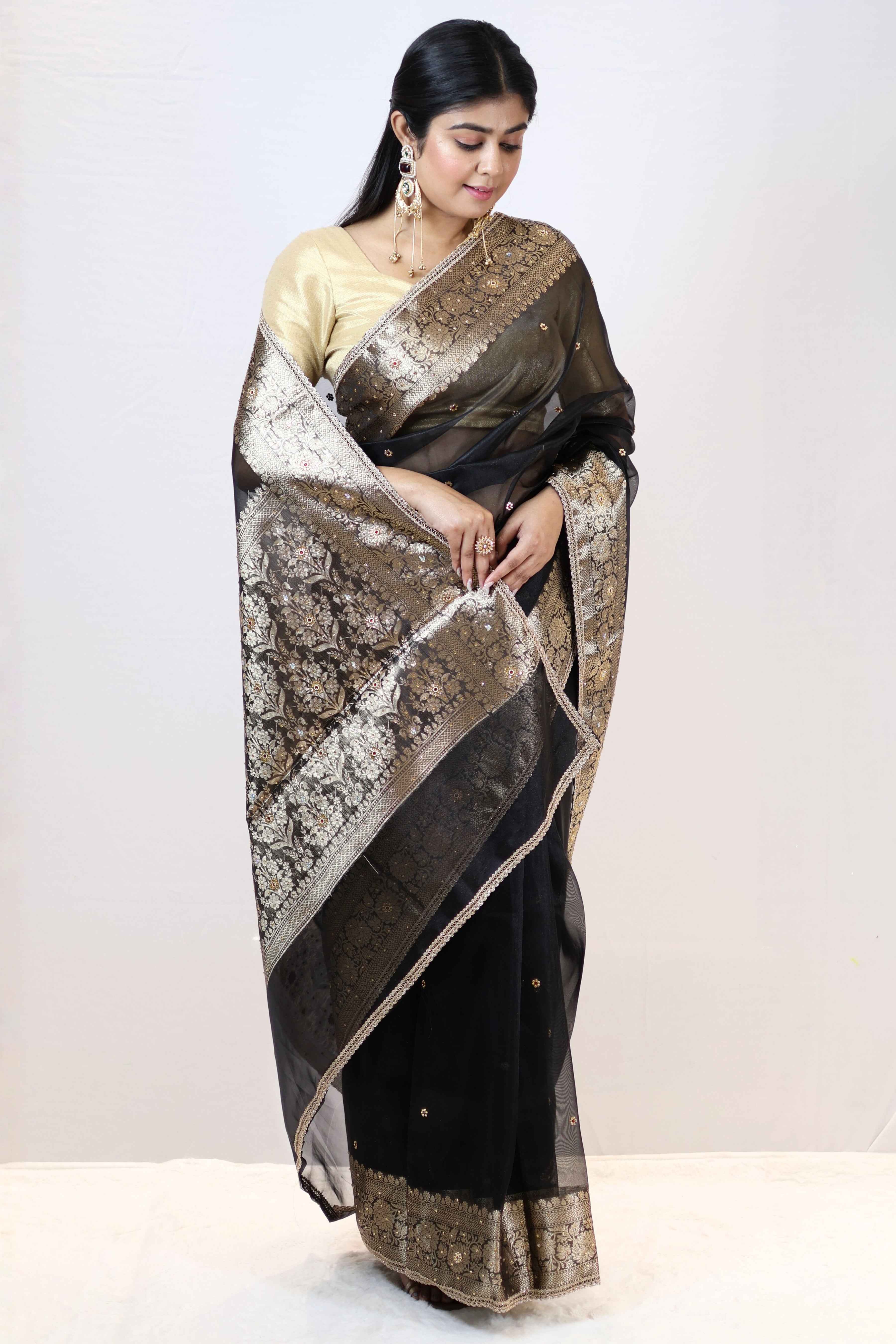 Regal Black Premium Mashru Silk Saree
