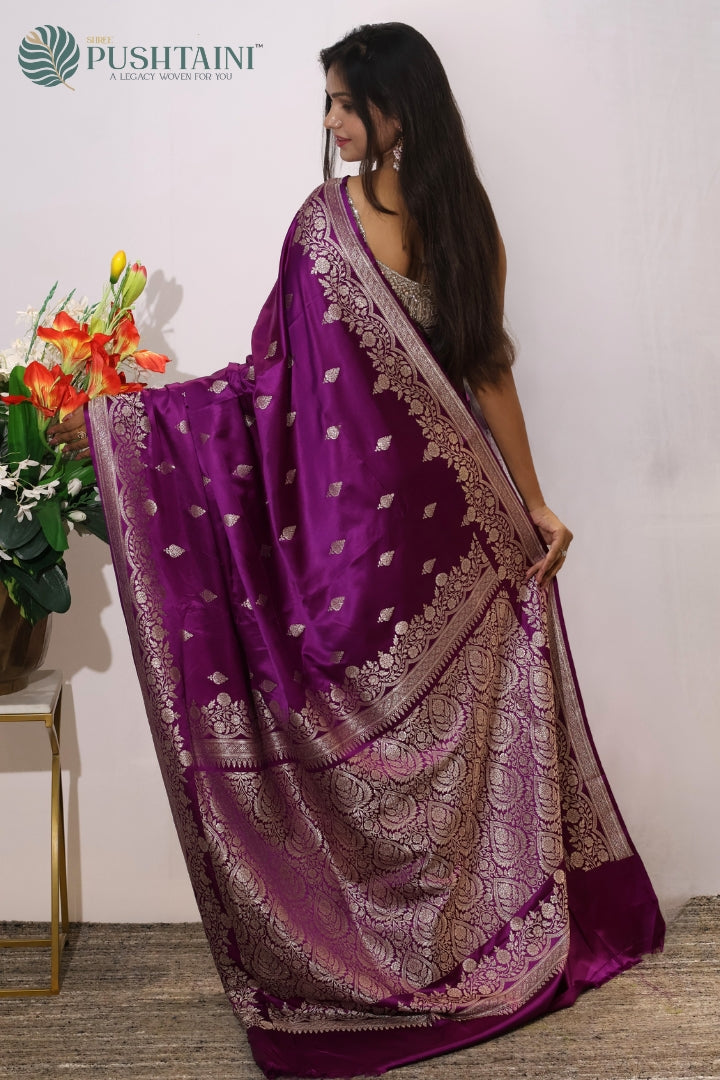 Majestic Purple Mashru Silk Saree