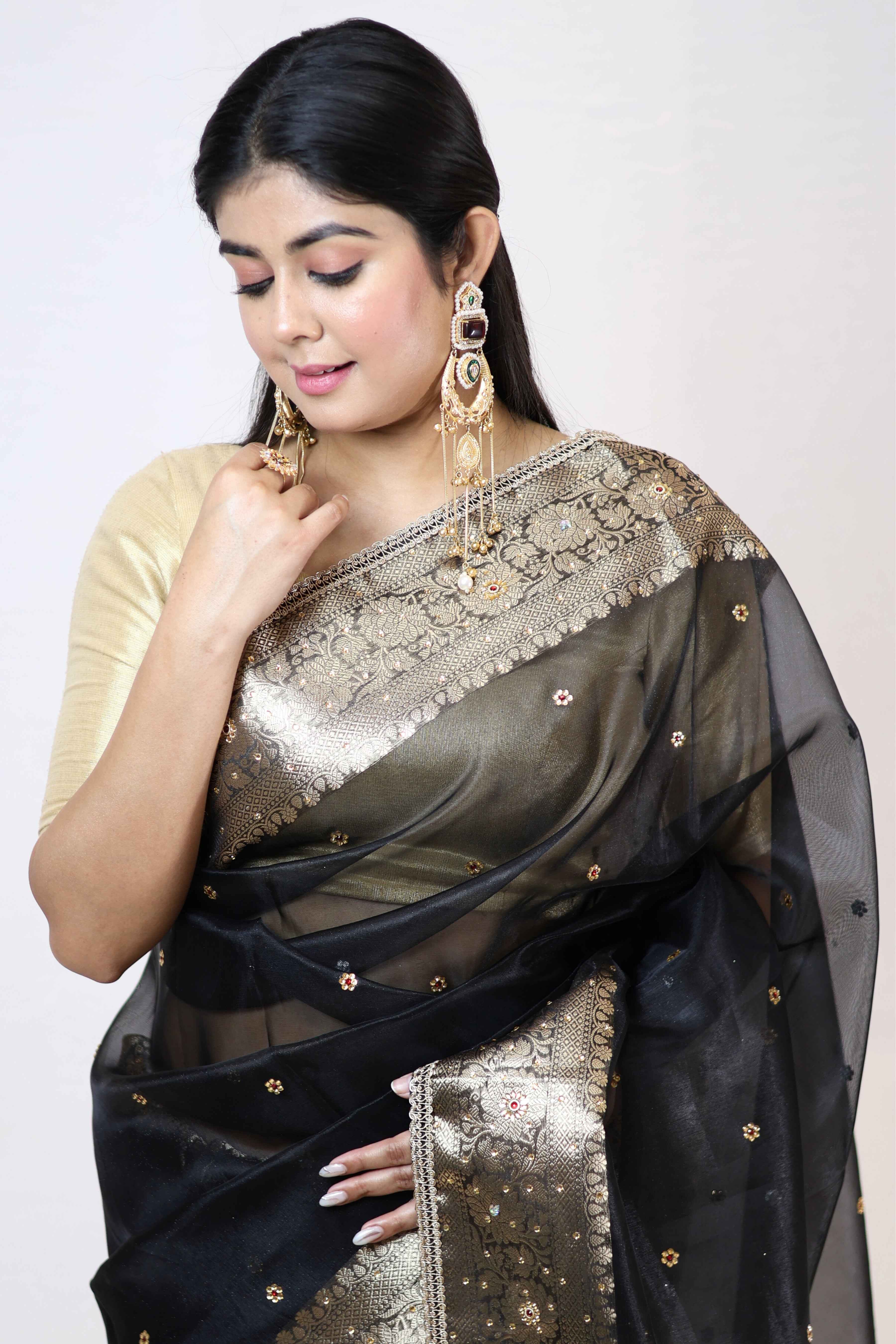 Regal Black Premium Mashru Silk Saree