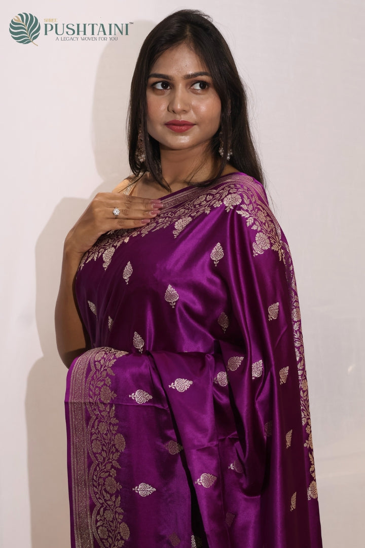 Majestic Purple Mashru Silk Saree