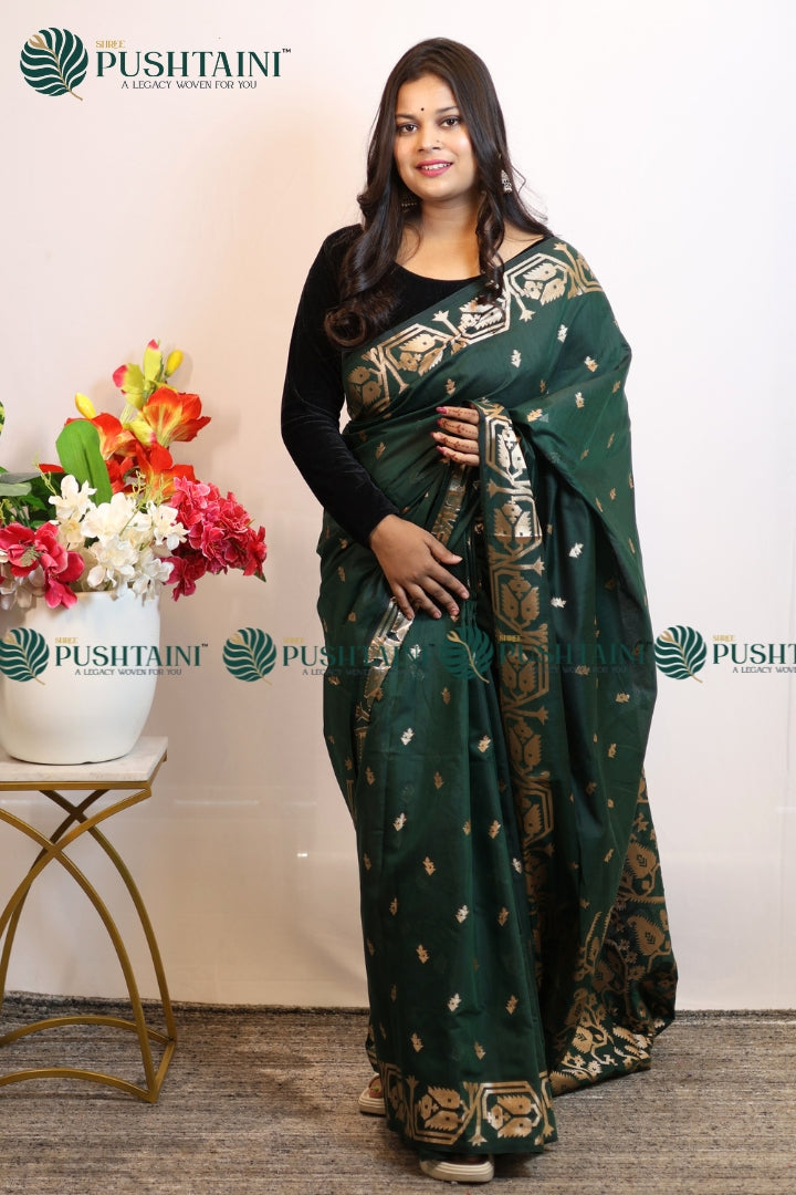 Green Cotton Silk Fancy Saree