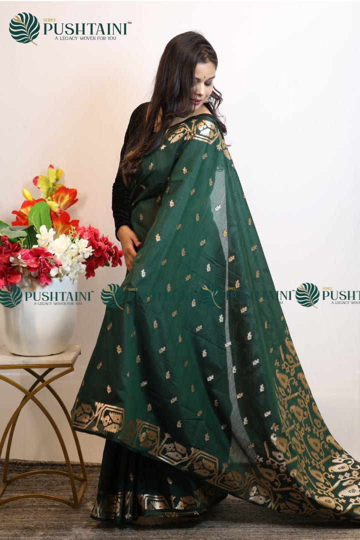 Green Cotton Silk Fancy Saree