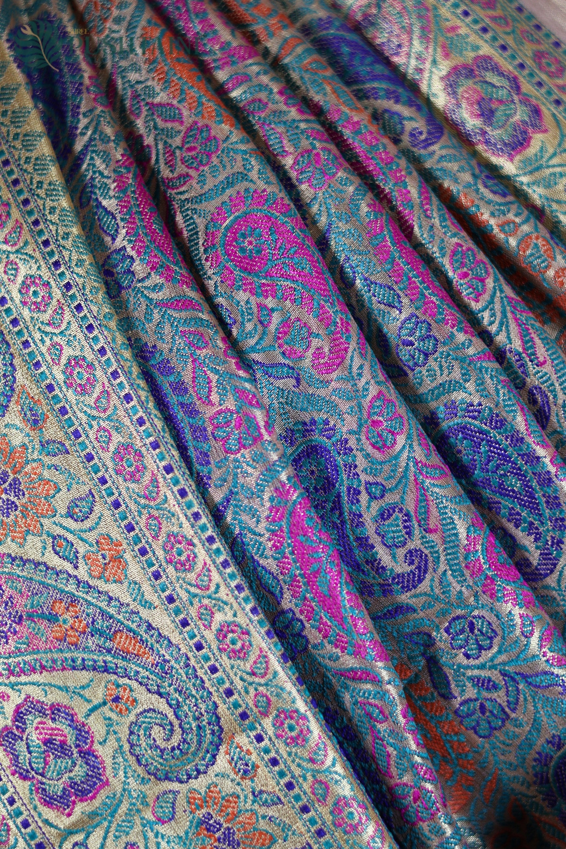 Rainbow Stripes Pure Tussar Saree Embroidery wit Meenakari Touch