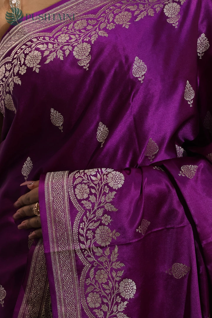 Majestic Purple Mashru Silk Saree