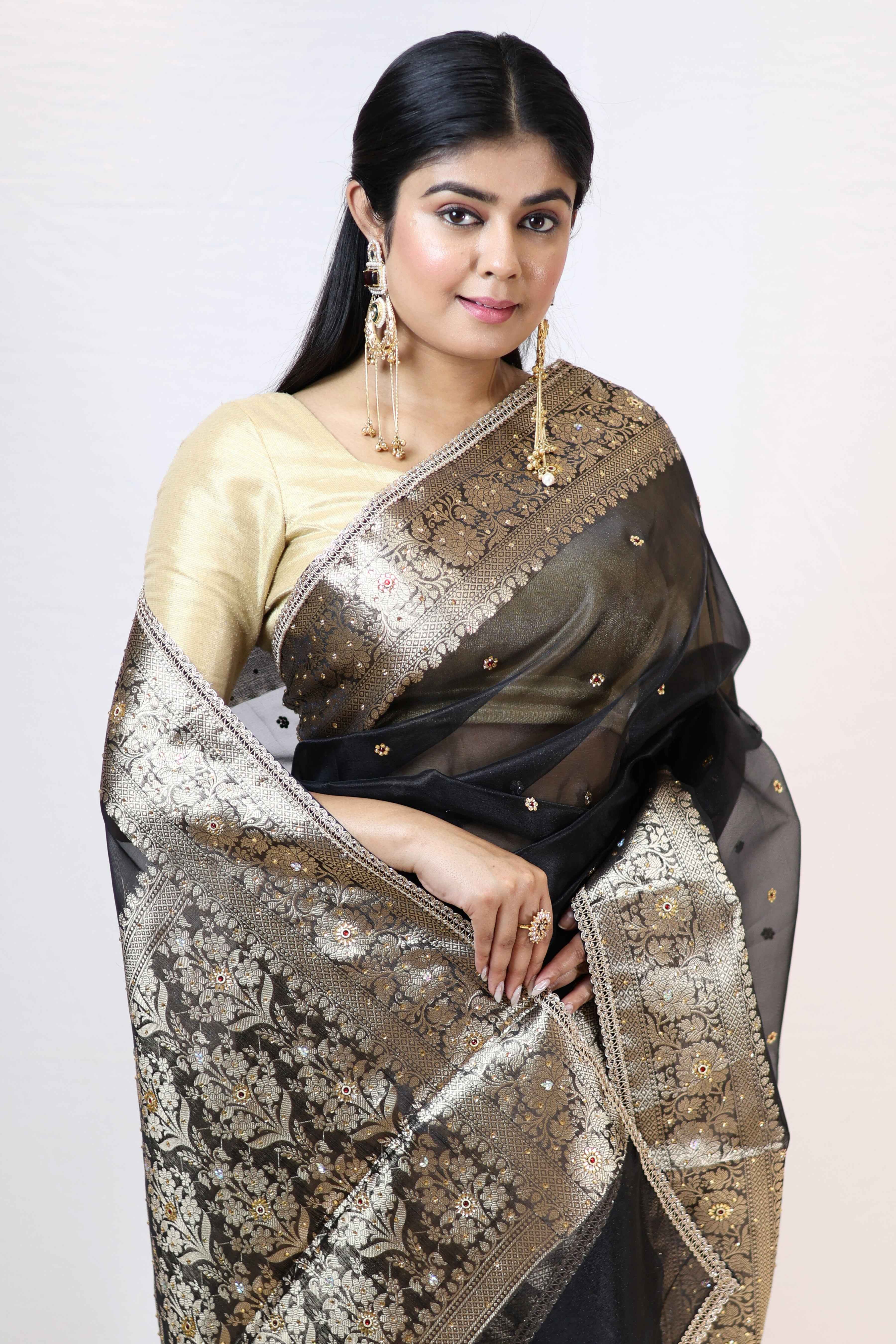 Regal Black Premium Mashru Silk Saree