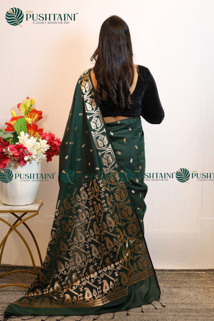 Green Cotton Silk Fancy Saree