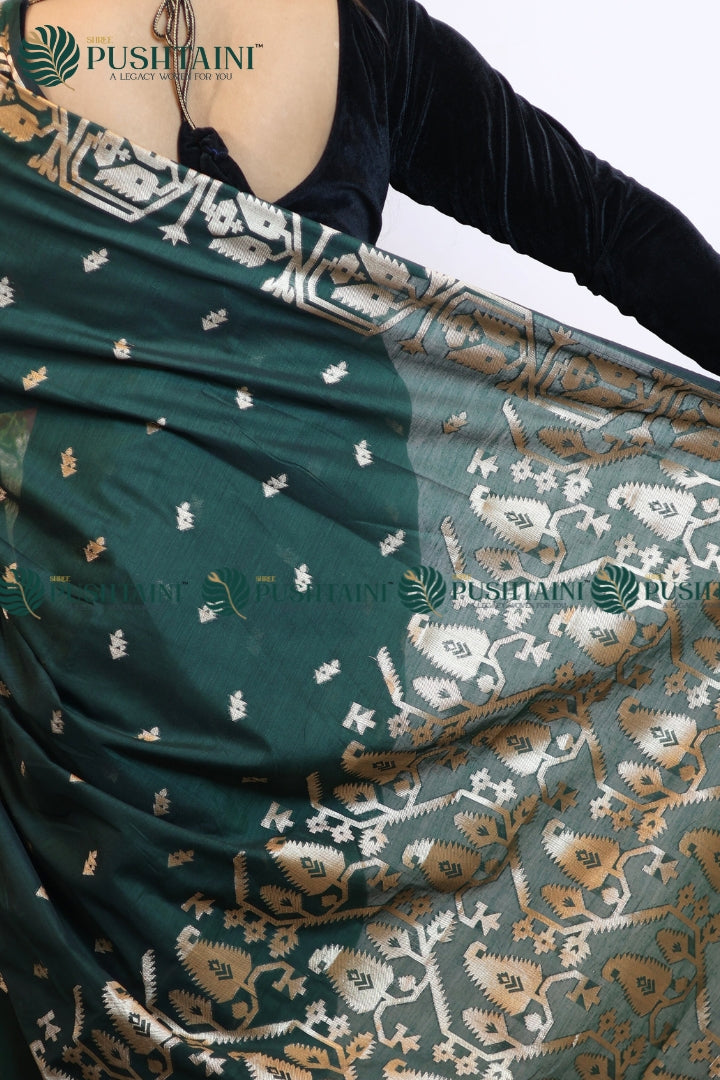 Green Cotton Silk Fancy Saree
