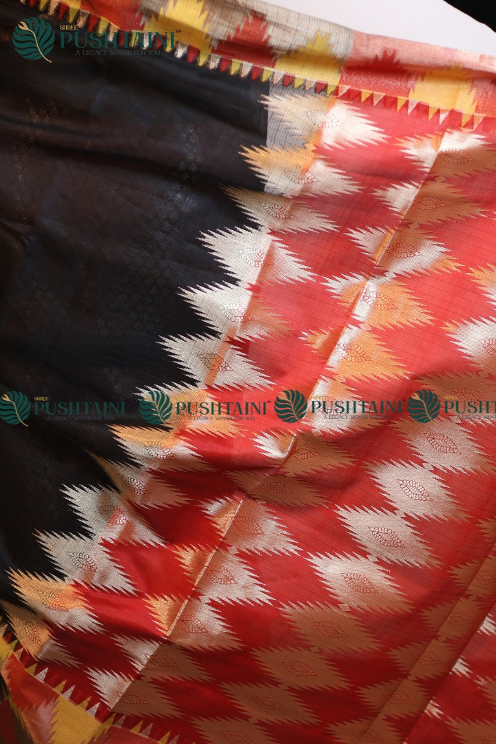 Black Colour Fancy Anchal Border Saree